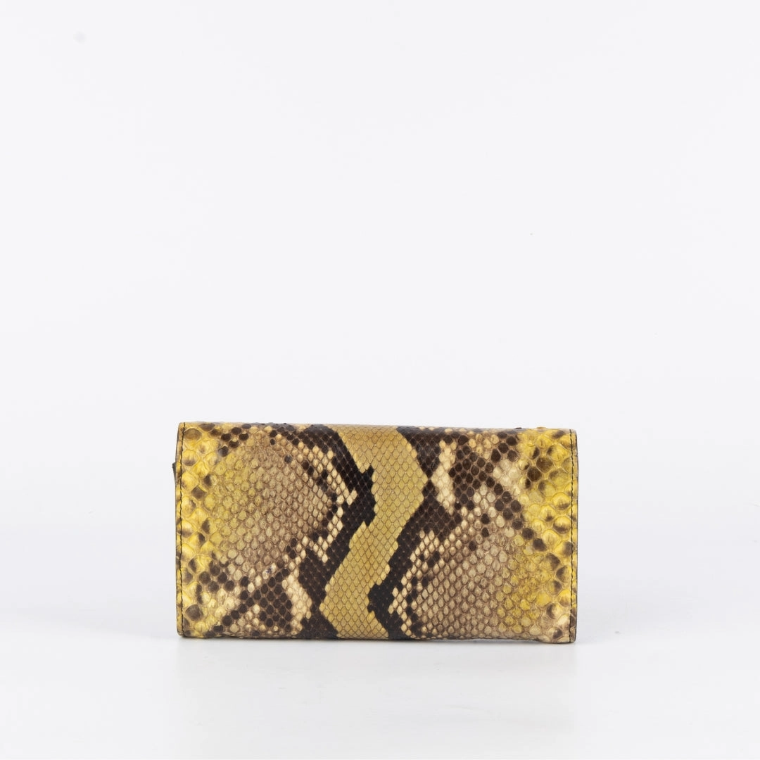 Gucci Python Bright Horsebit Accent Wallet