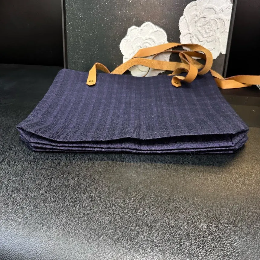 Hermes Blue Purple Canvas Double Layer Shoulder Bag
