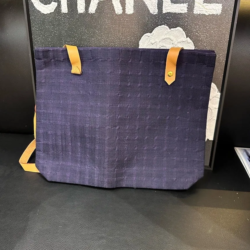 Hermes Blue Purple Canvas Double Layer Shoulder Bag