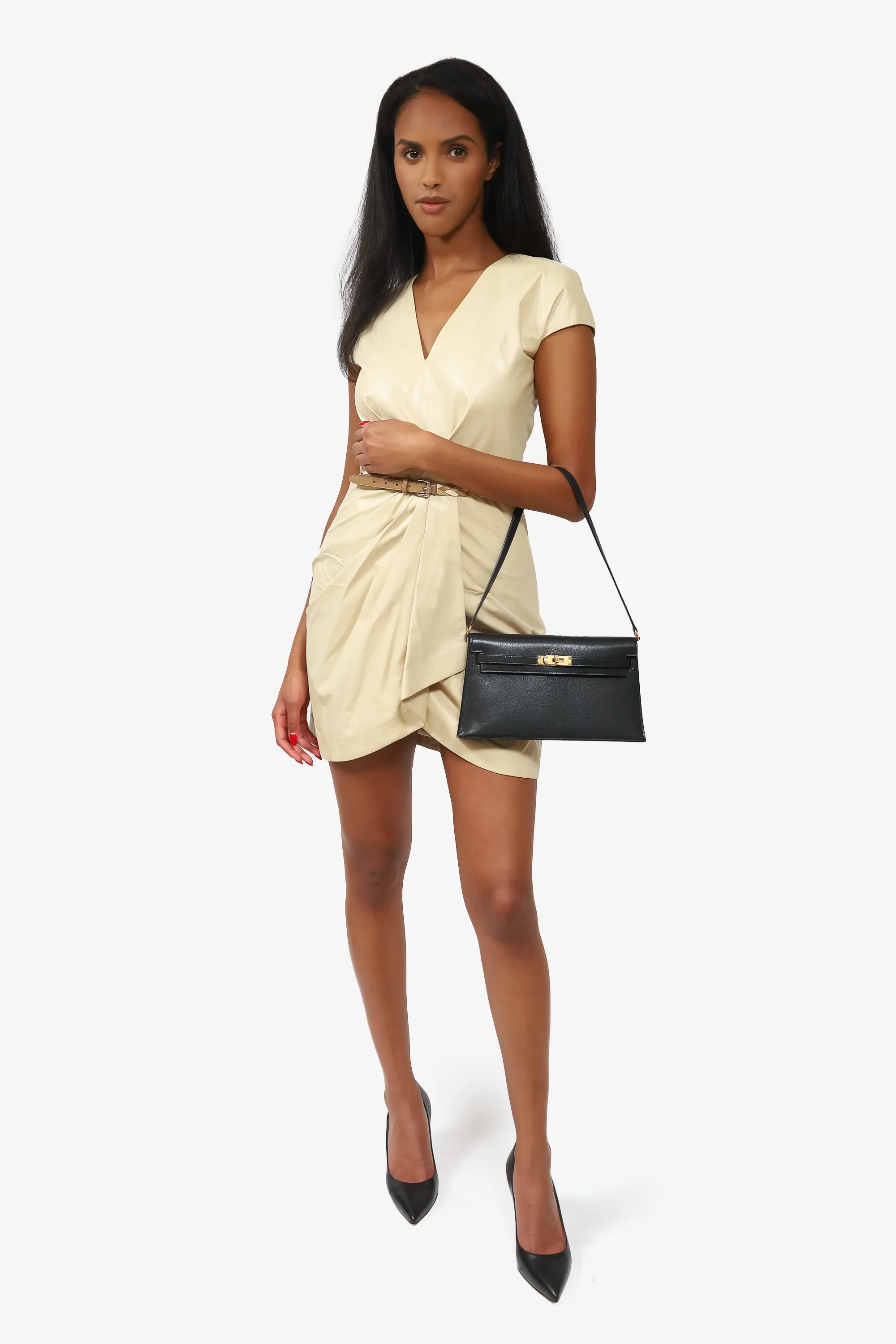 Herms 2023 Noir Chevre Chamkila Kelly Elan Shoulder Bag