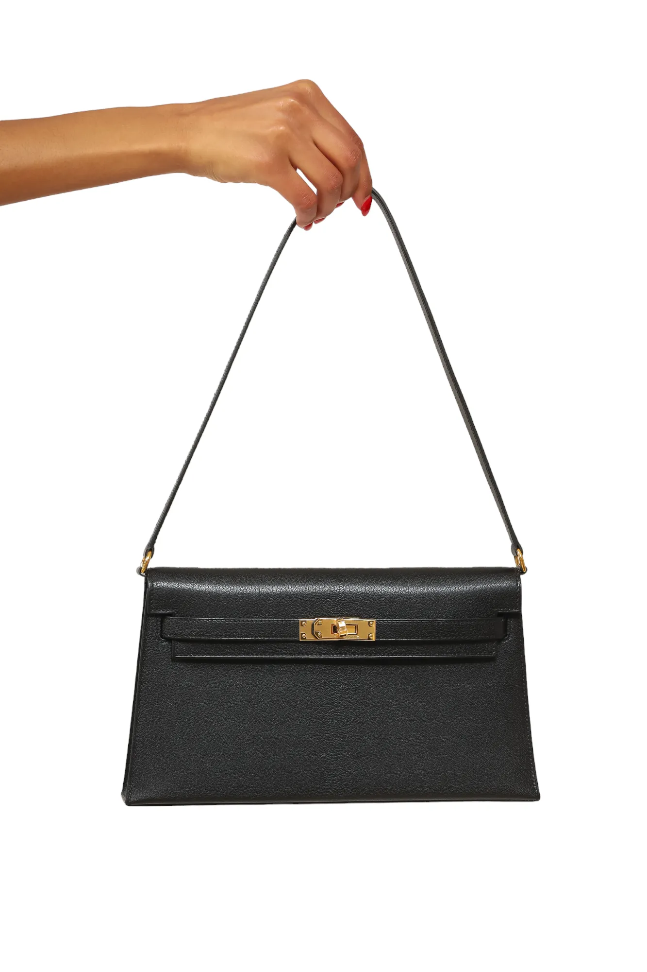 Herms 2023 Noir Chevre Chamkila Kelly Elan Shoulder Bag