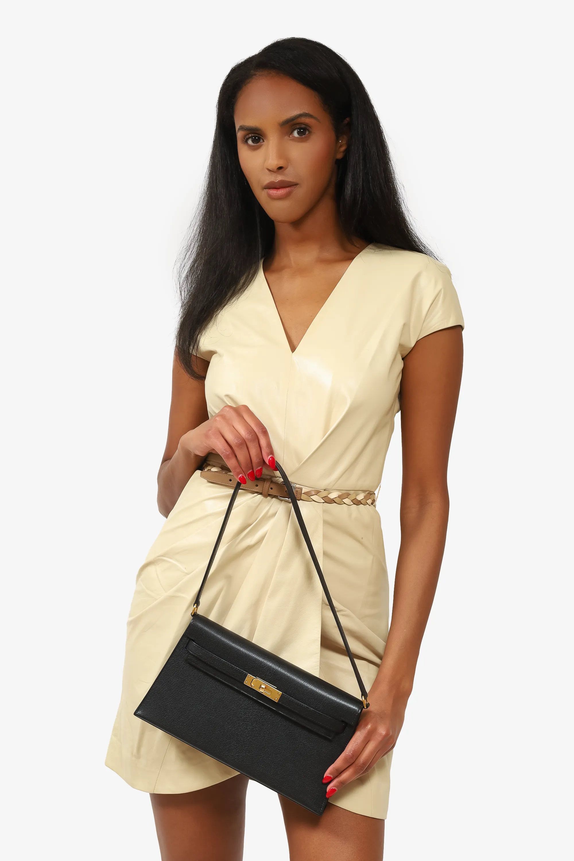 Herms 2023 Noir Chevre Chamkila Kelly Elan Shoulder Bag