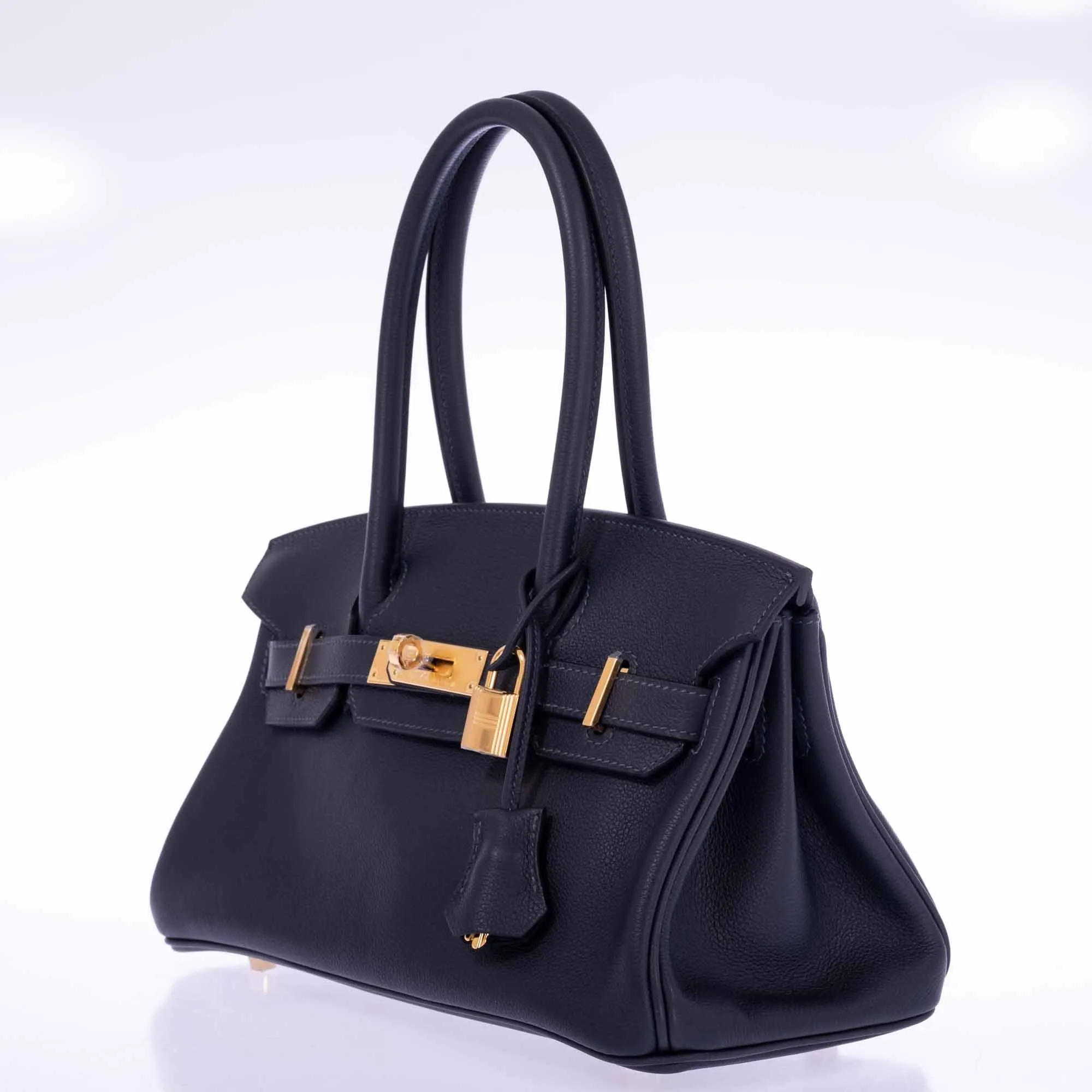 Herms Birkin Shoulder Light 29 in Black Caban Evercolor Gold Hardware