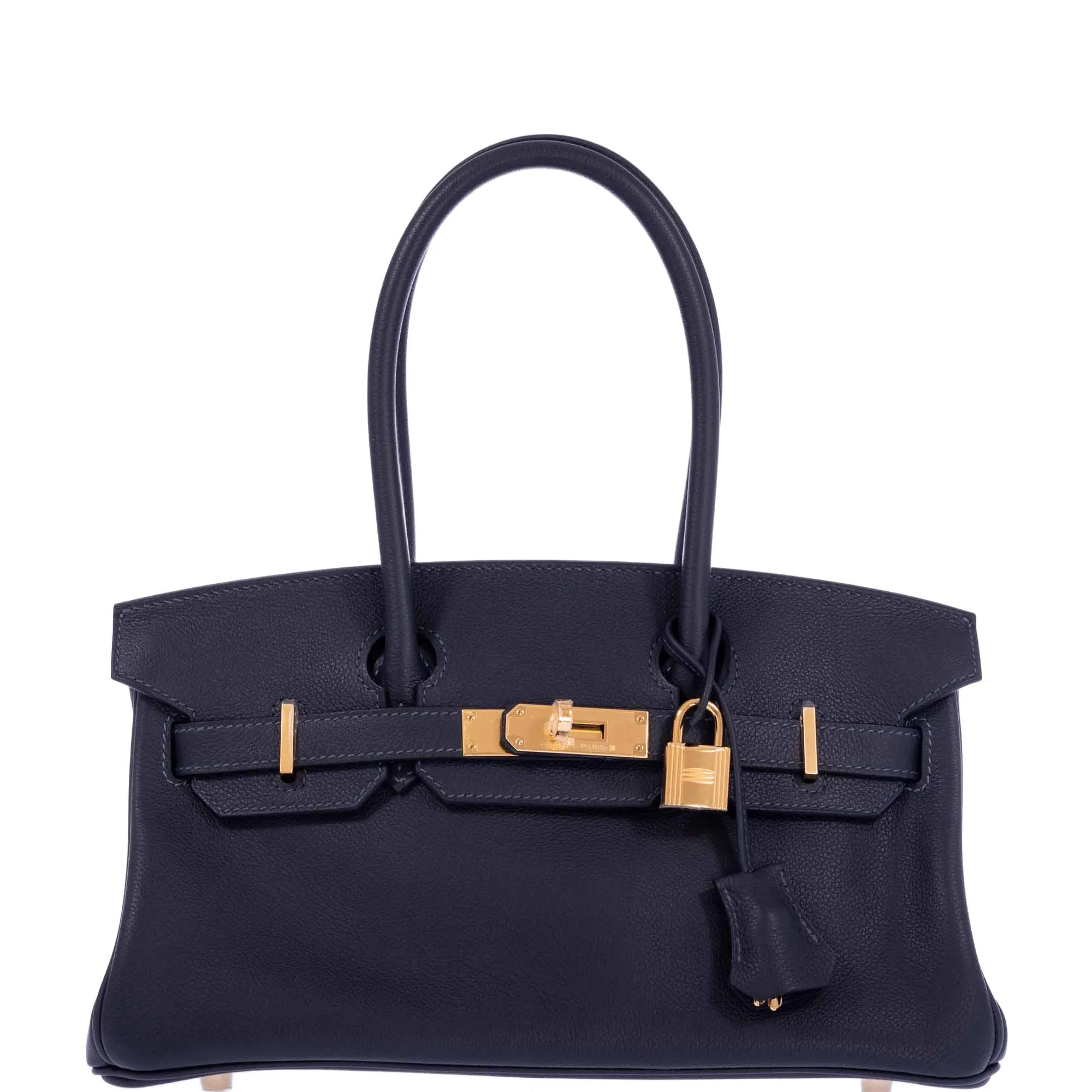 Herms Birkin Shoulder Light 29 in Black Caban Evercolor Gold Hardware