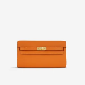 Herms Herms - Kelly To Go Wallet - Orange Epsom GHW - 2024