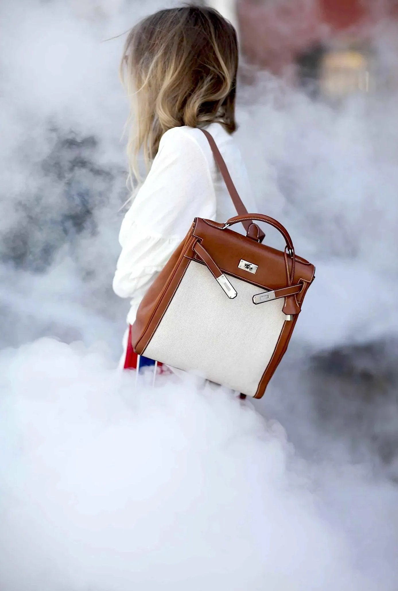 Herms Kelly a Dos Backpack Barenia And Toile Palladium Hardware