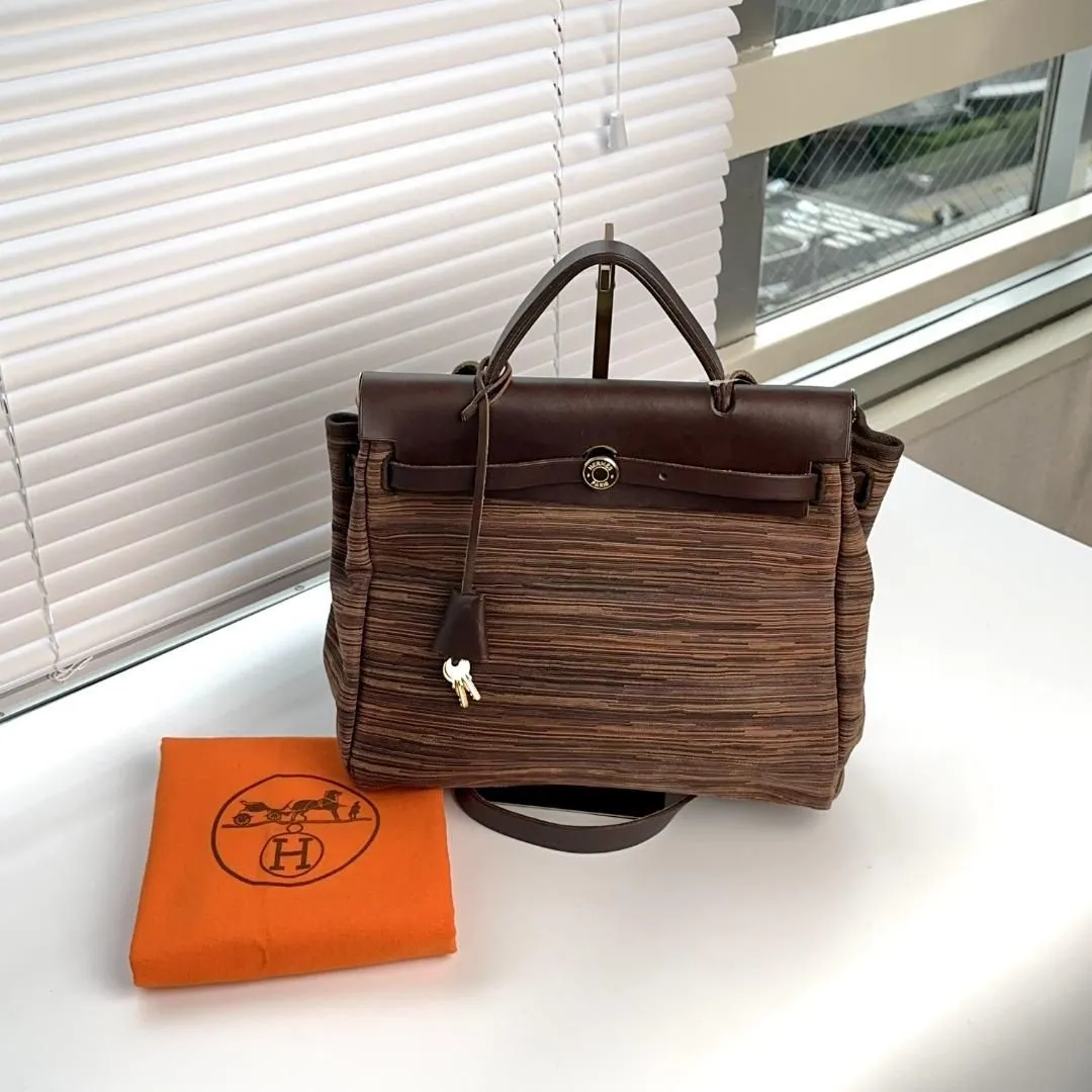 Herms Vibrato Two-Way Herbag PM - Brown Totes, Handbags MR04032025376782