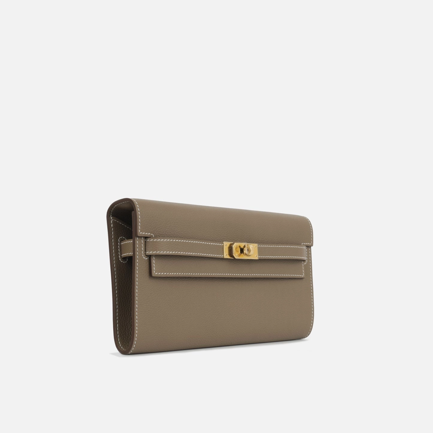Herms - Kelly To Go Wallet - Etoupe Evercolor GHW - 2024 - Brand New