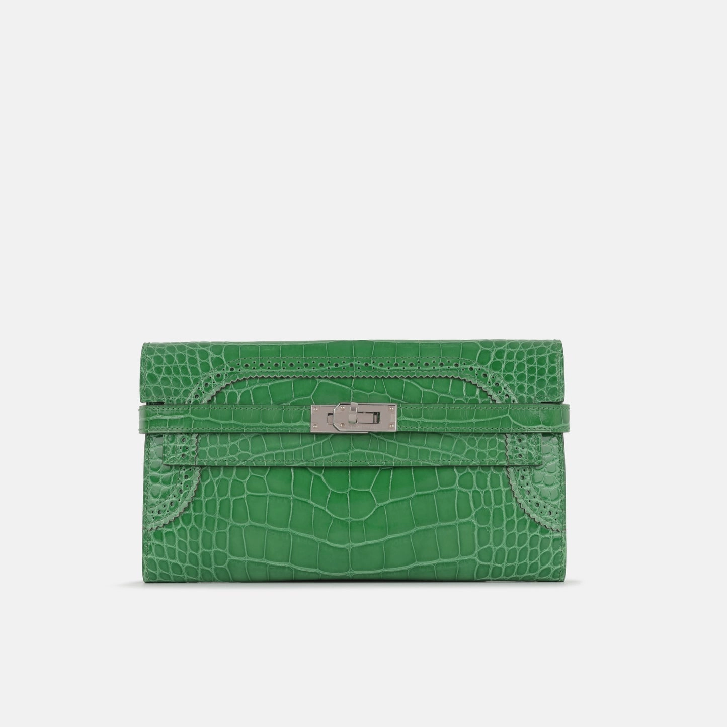 Herms - Kelly Wallet Ghillies - Emerald Alligator Missipienssis PHW - 2017 - Pre-Loved