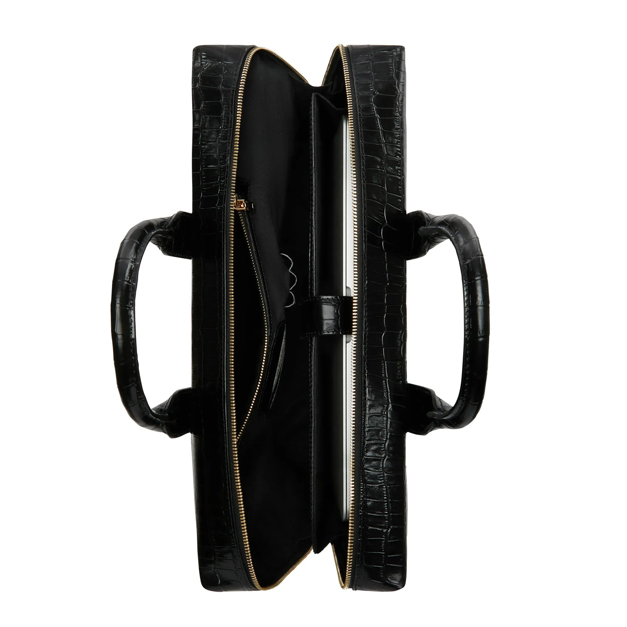 Honor Anique croco black leather handbag with 16.4 inch laptop pocket