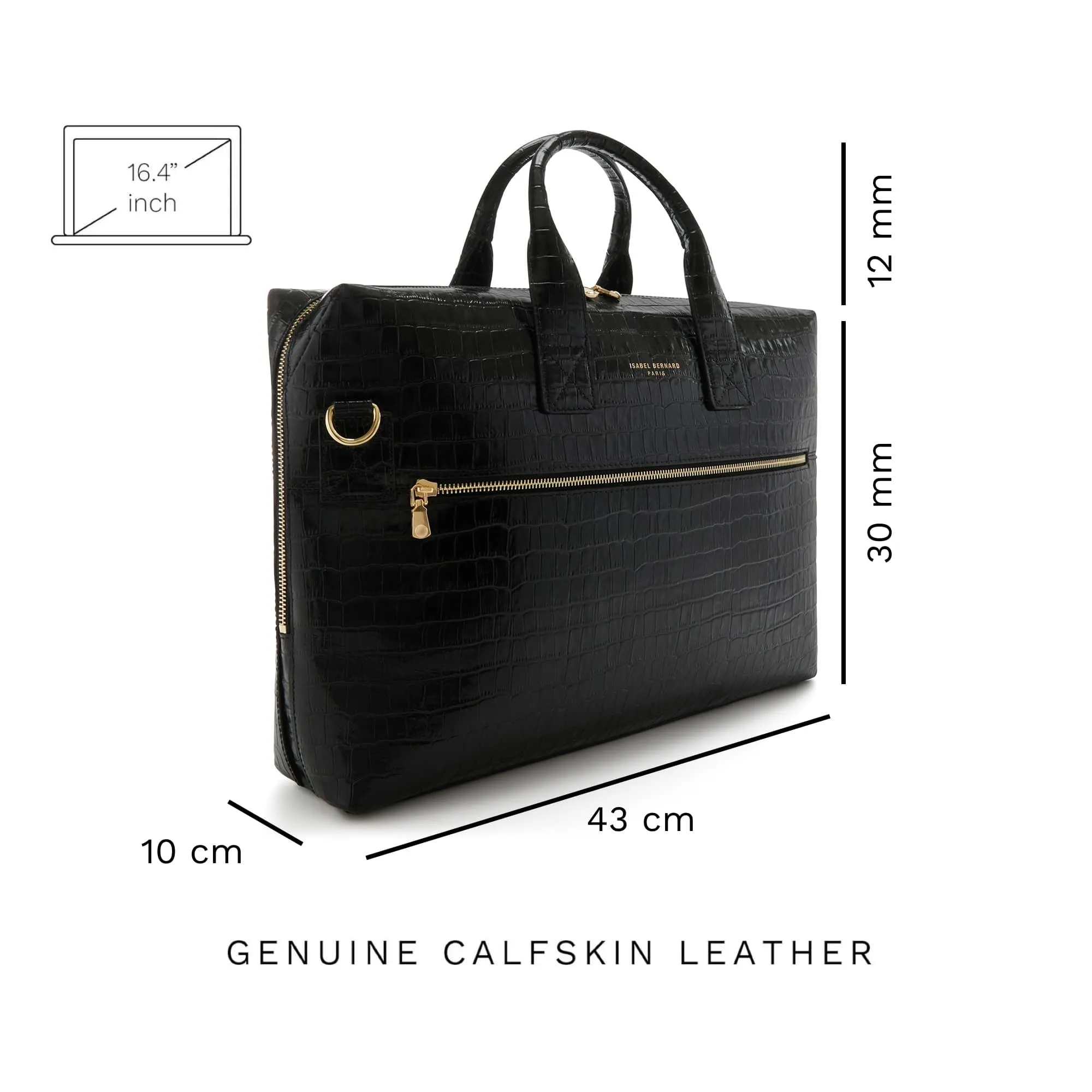 Honor Anique croco black leather handbag with 16.4 inch laptop pocket