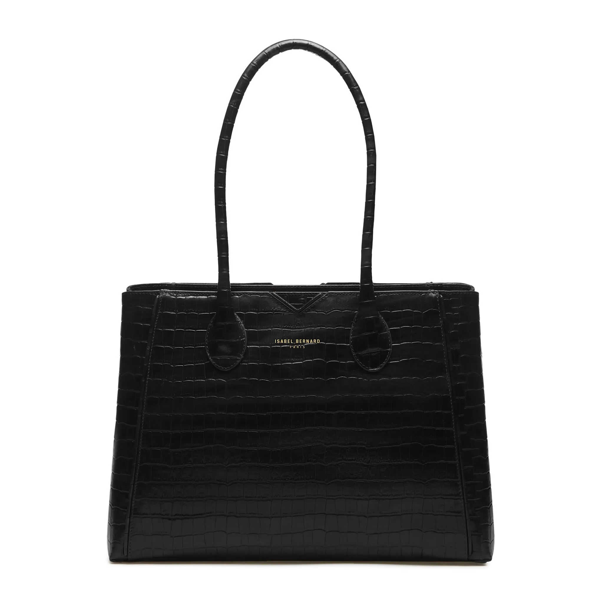 Honor Cloe croco black calfskin leather handbag