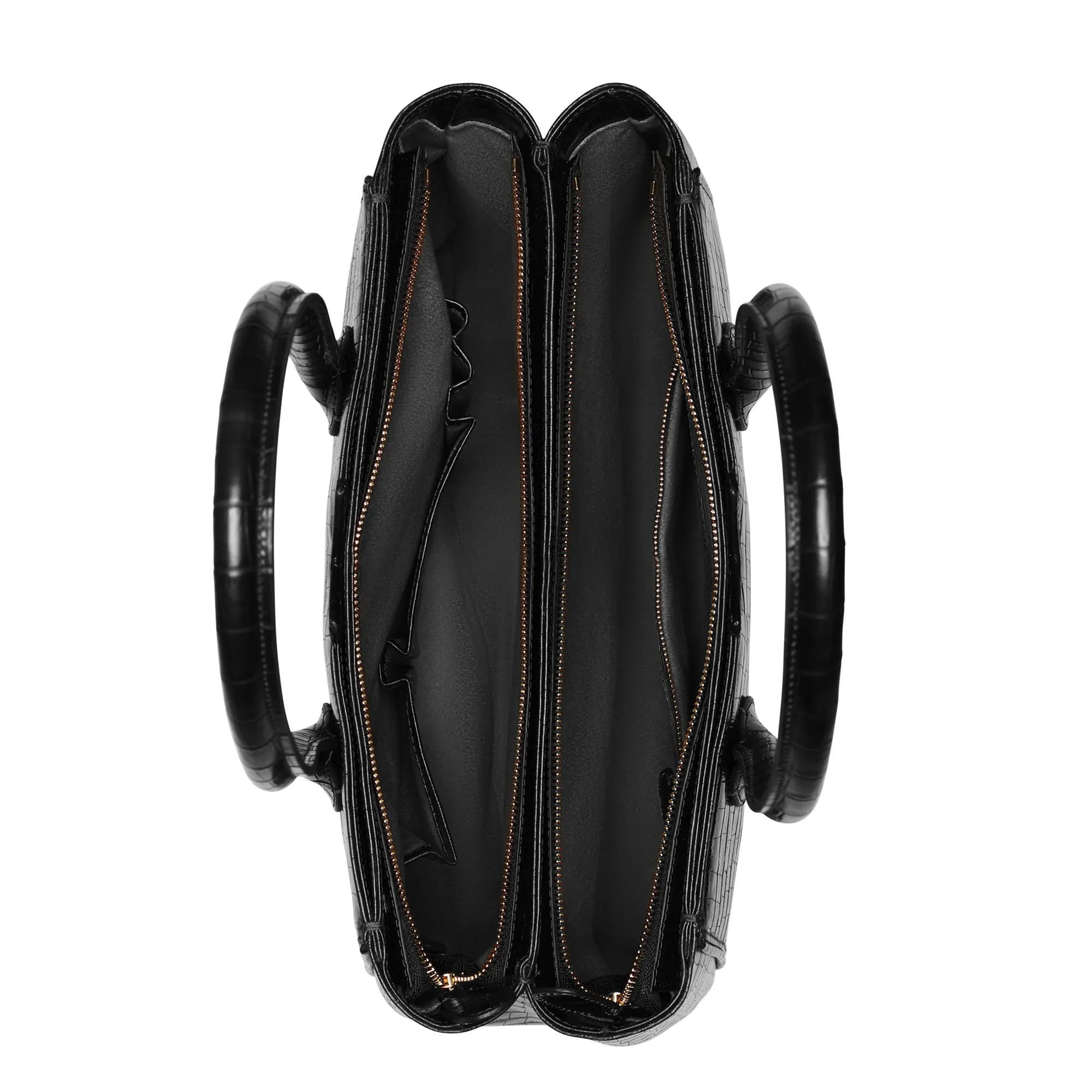 Honor Cloe croco black calfskin leather handbag