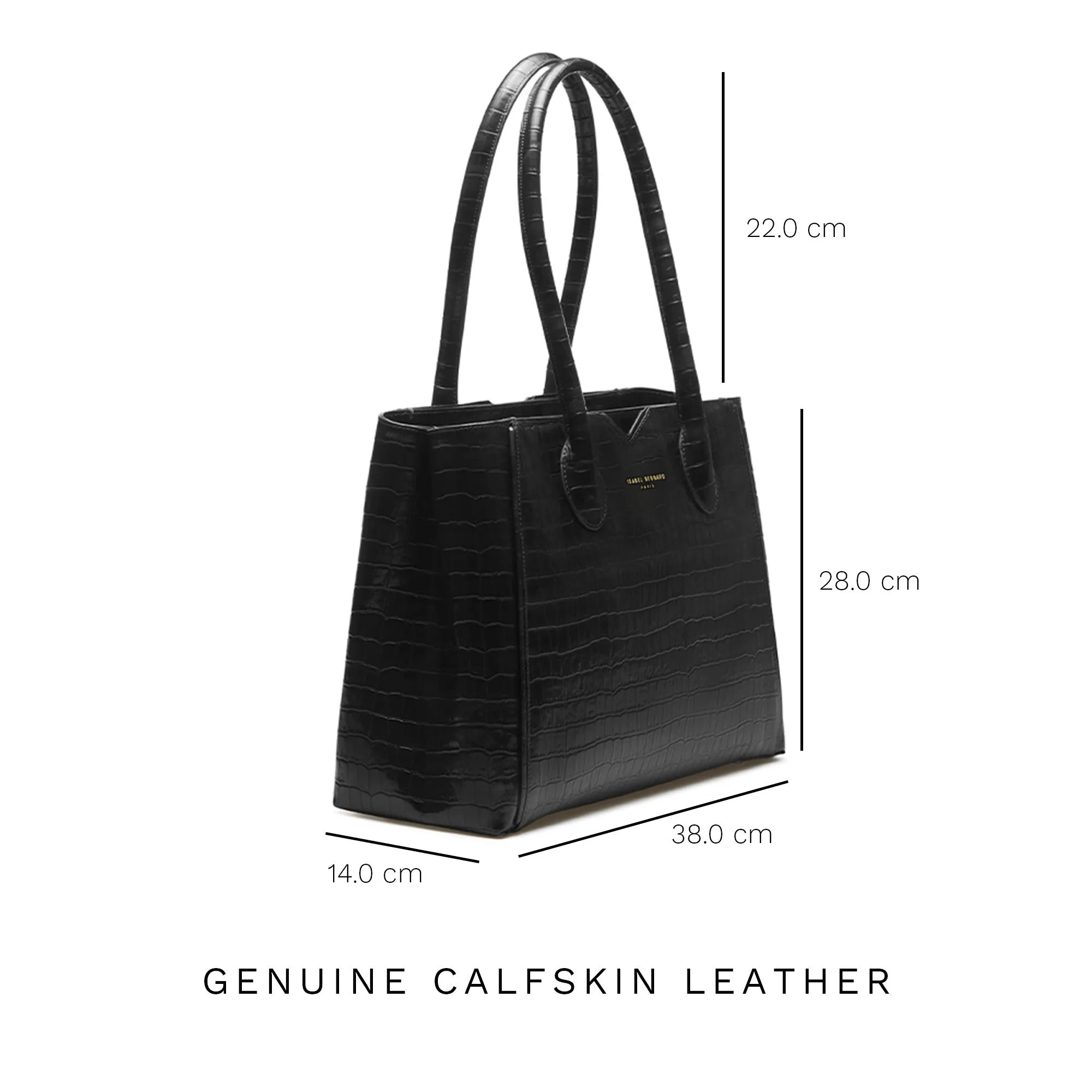 Honor Cloe croco black calfskin leather handbag