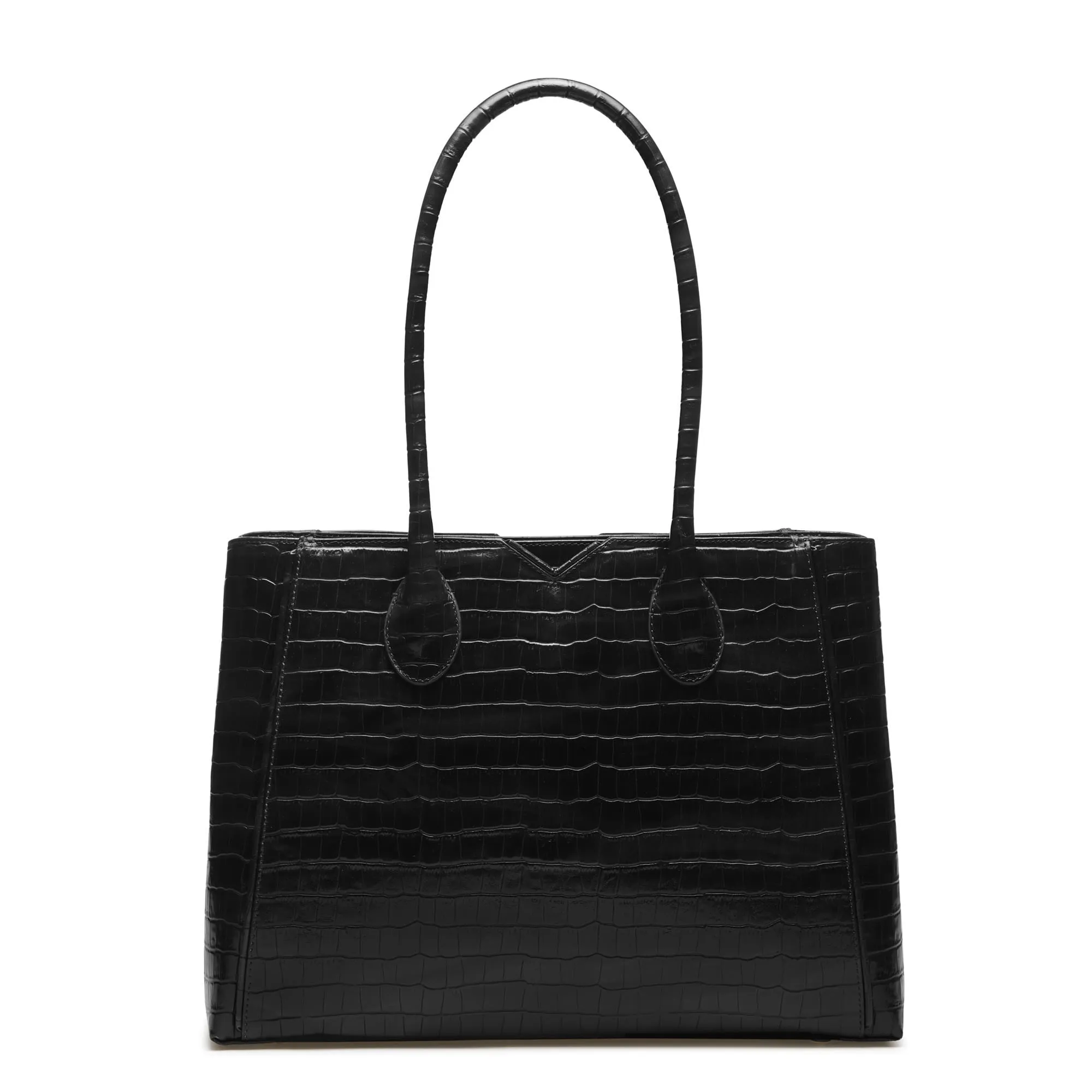 Honor Cloe croco black calfskin leather handbag