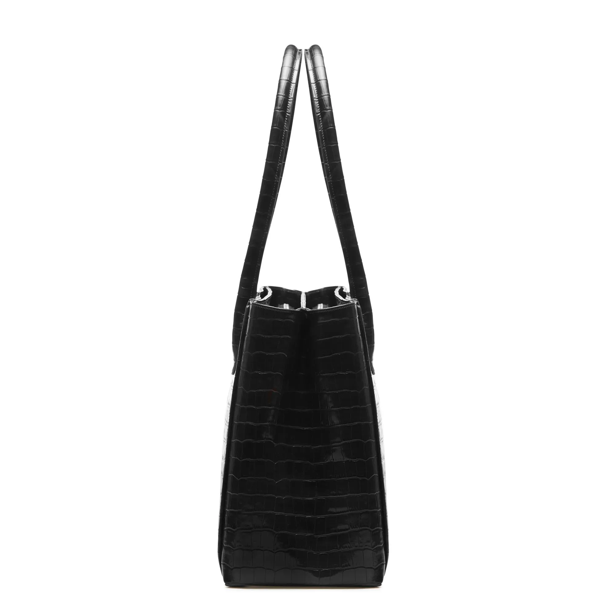 Honor Cloe croco black calfskin leather handbag