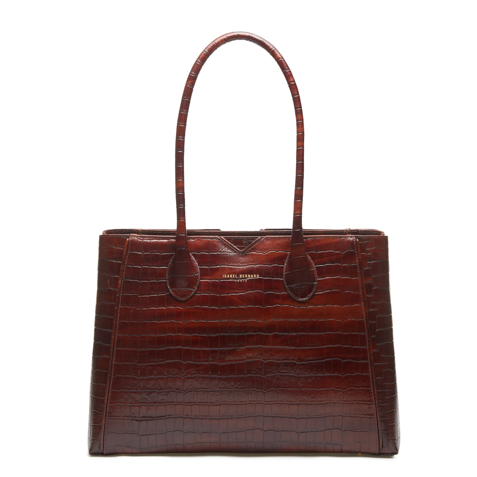 Honor Cloe croco brown calfskin leather handbag