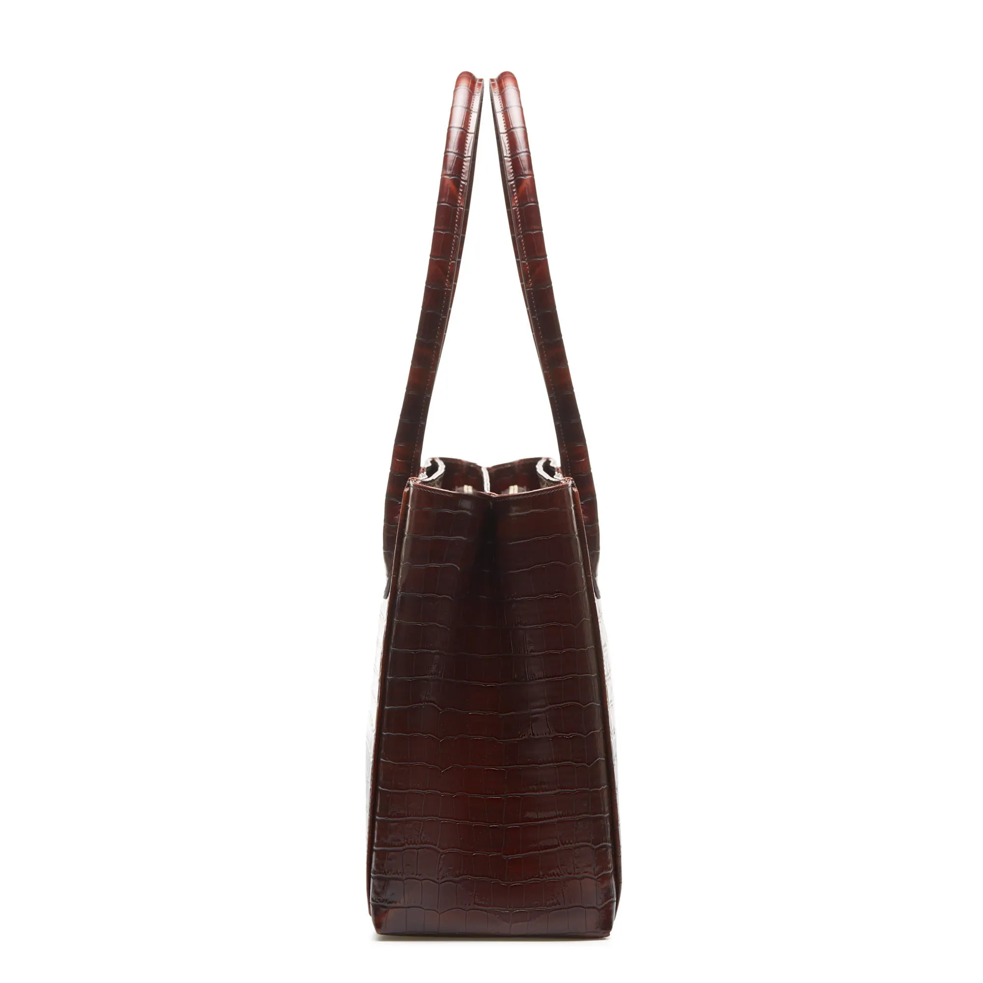 Honor Cloe croco brown calfskin leather handbag
