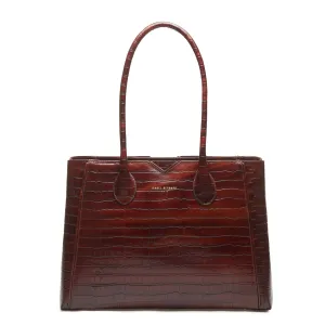 Honor Cloe croco brown calfskin leather handbag