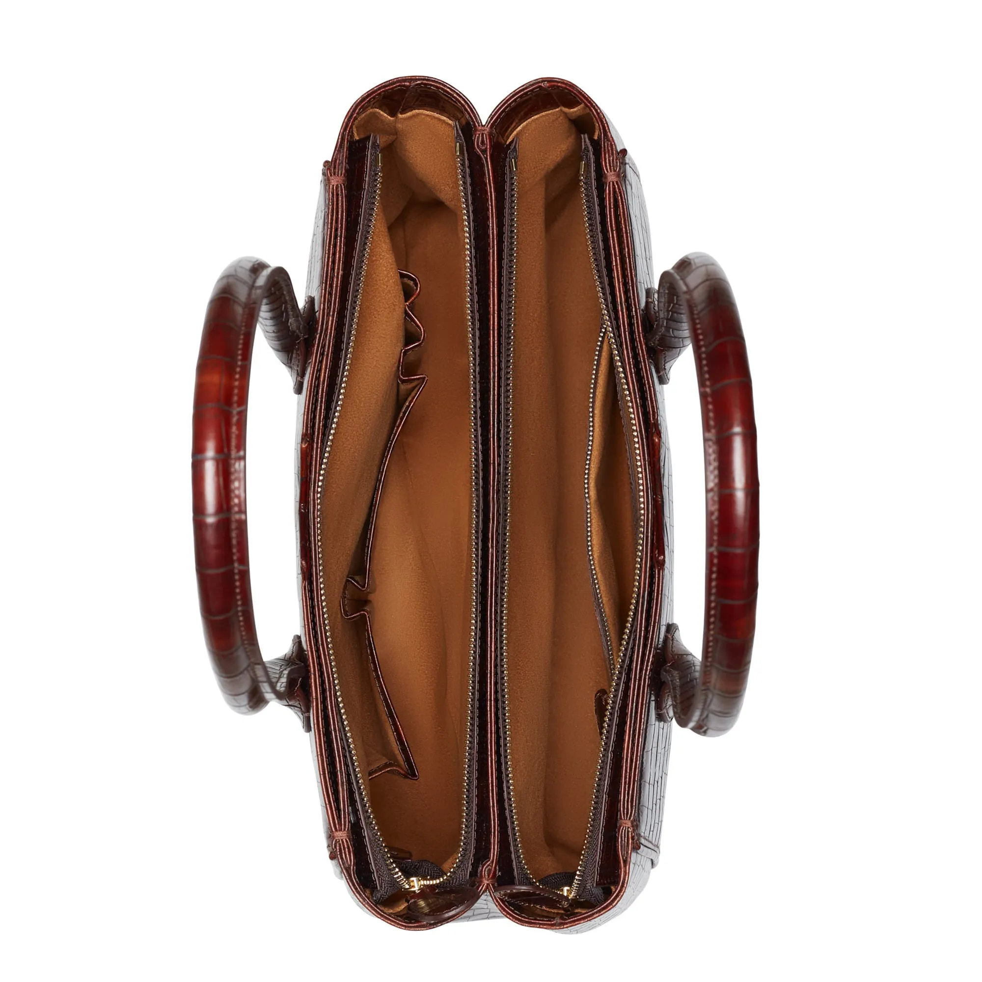 Honor Cloe croco brown calfskin leather handbag