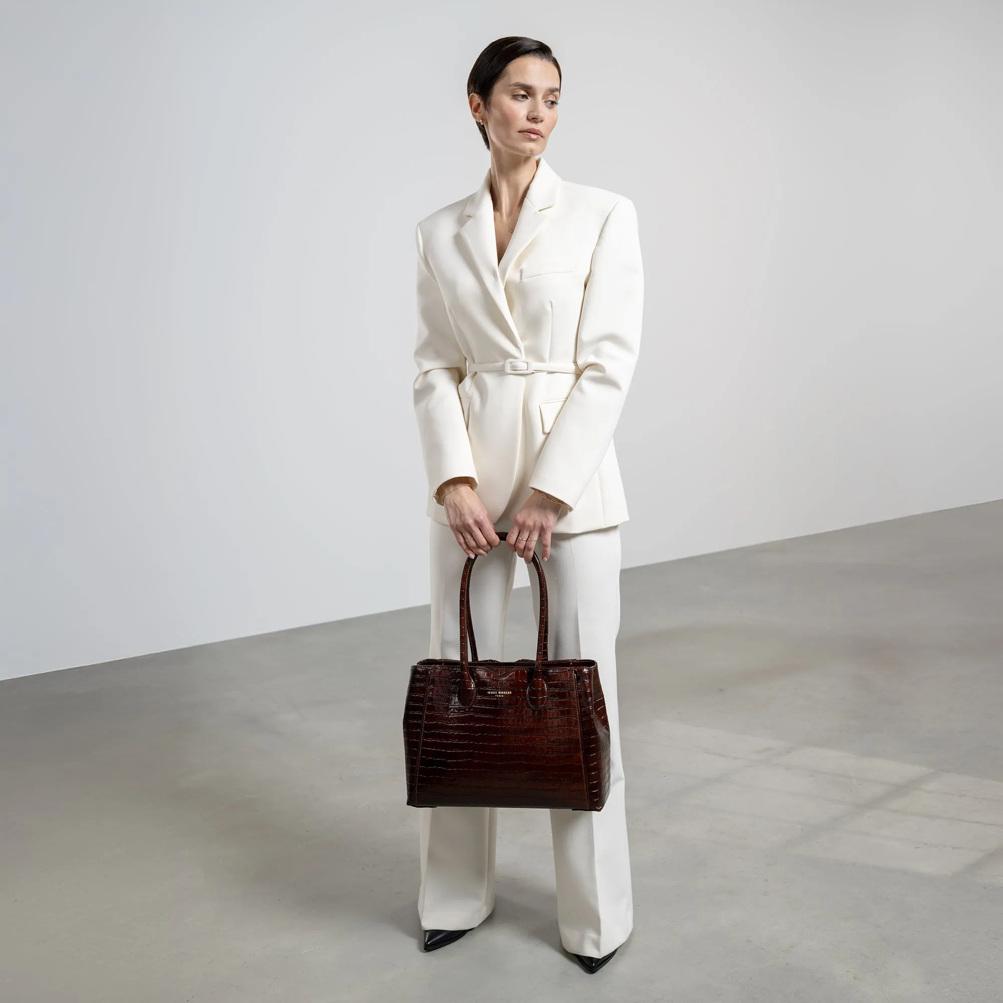 Honor Cloe croco brown calfskin leather handbag