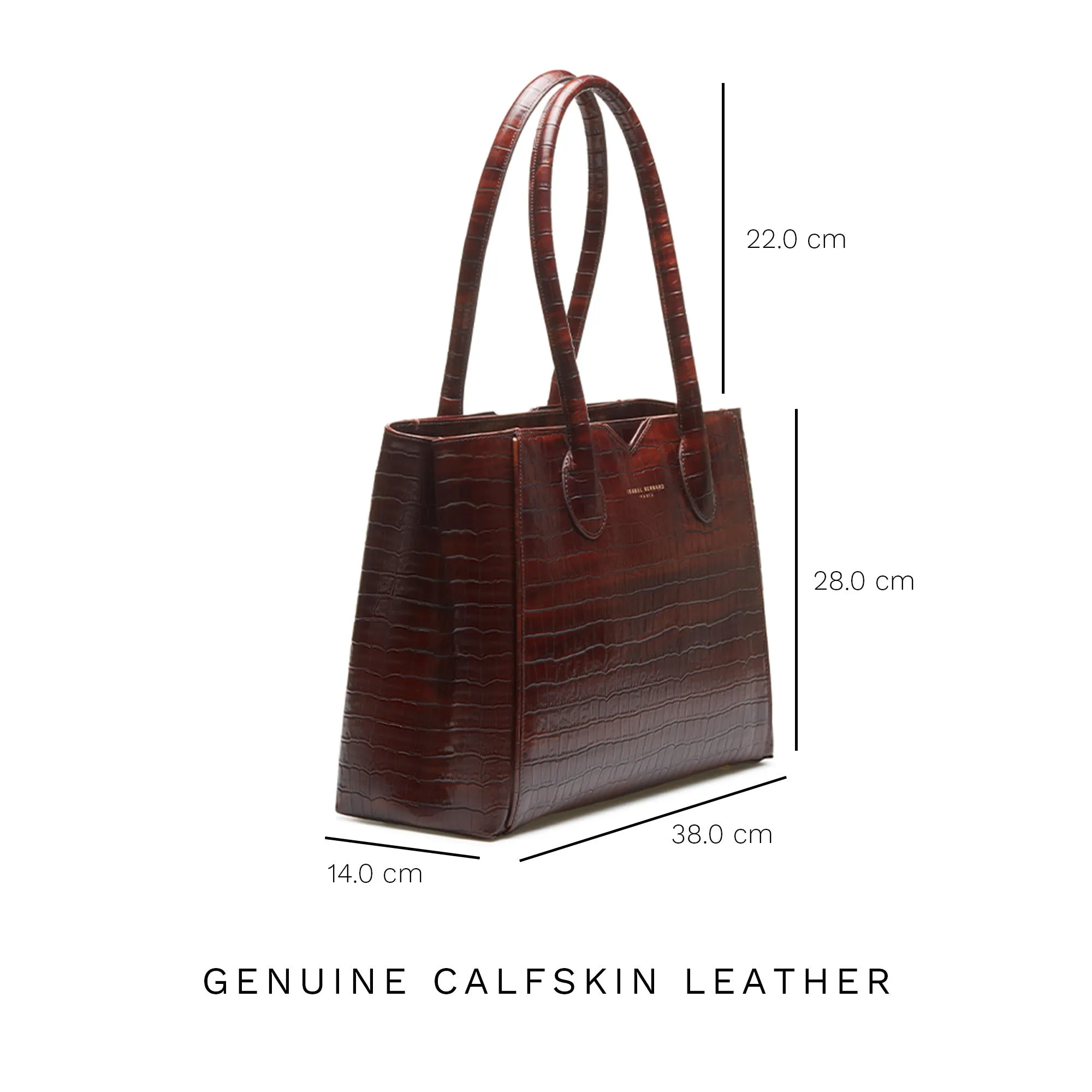 Honor Cloe croco brown calfskin leather handbag