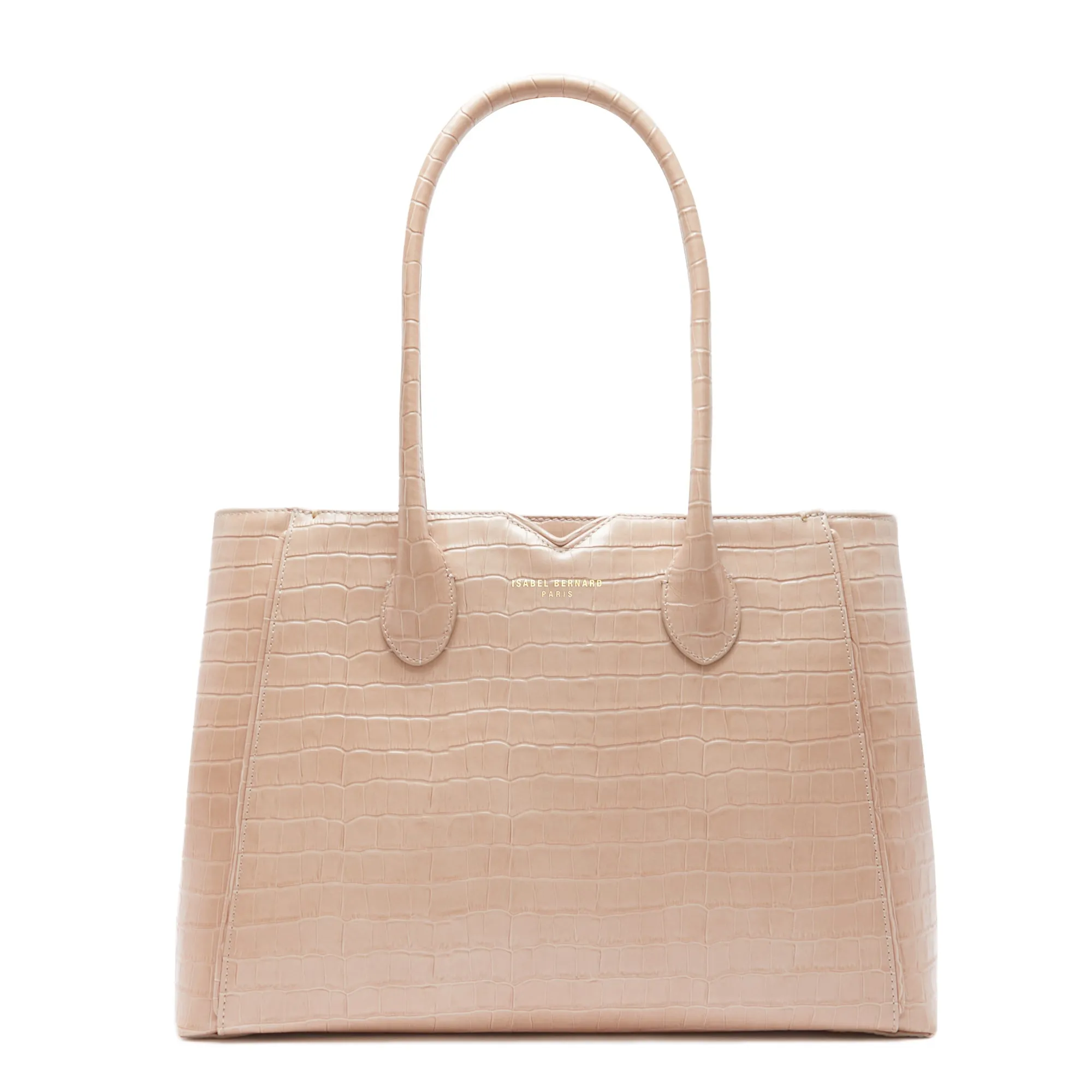 Honor Cloe Midi croco beige calfskin leather handbag