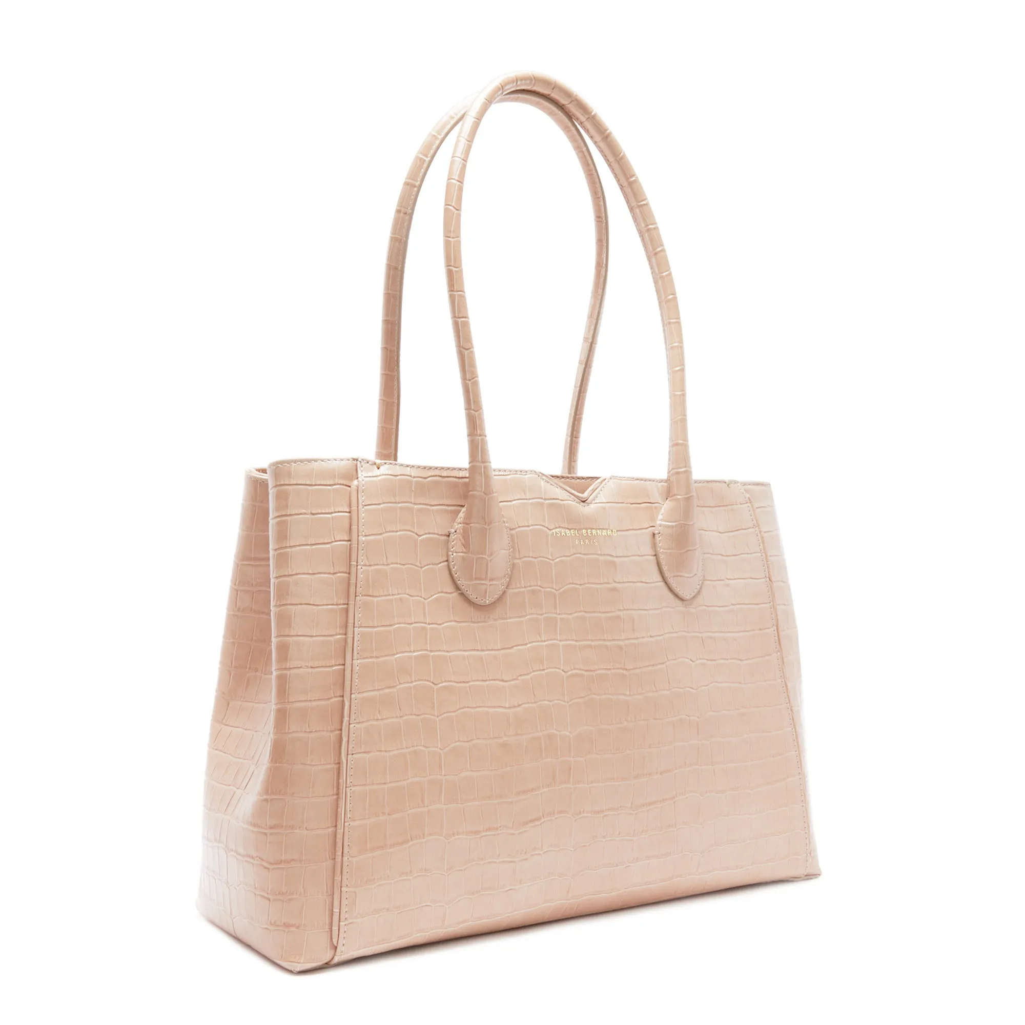 Honor Cloe Midi croco beige calfskin leather handbag