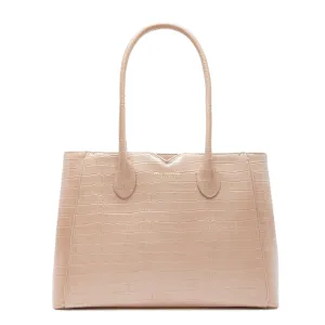 Honor Cloe Midi croco beige calfskin leather handbag
