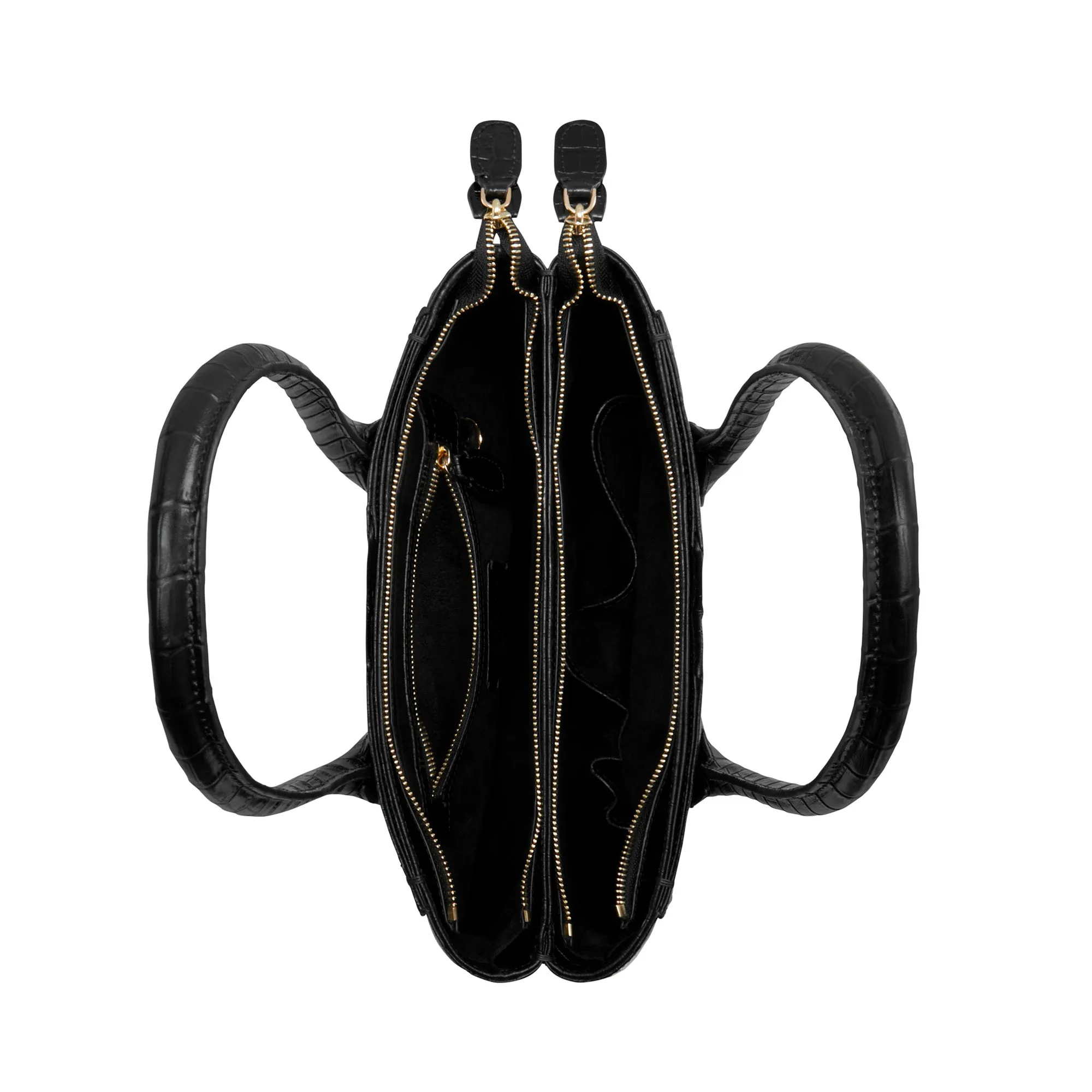 Honor Cloe Midi croco black calfskin leather handbag