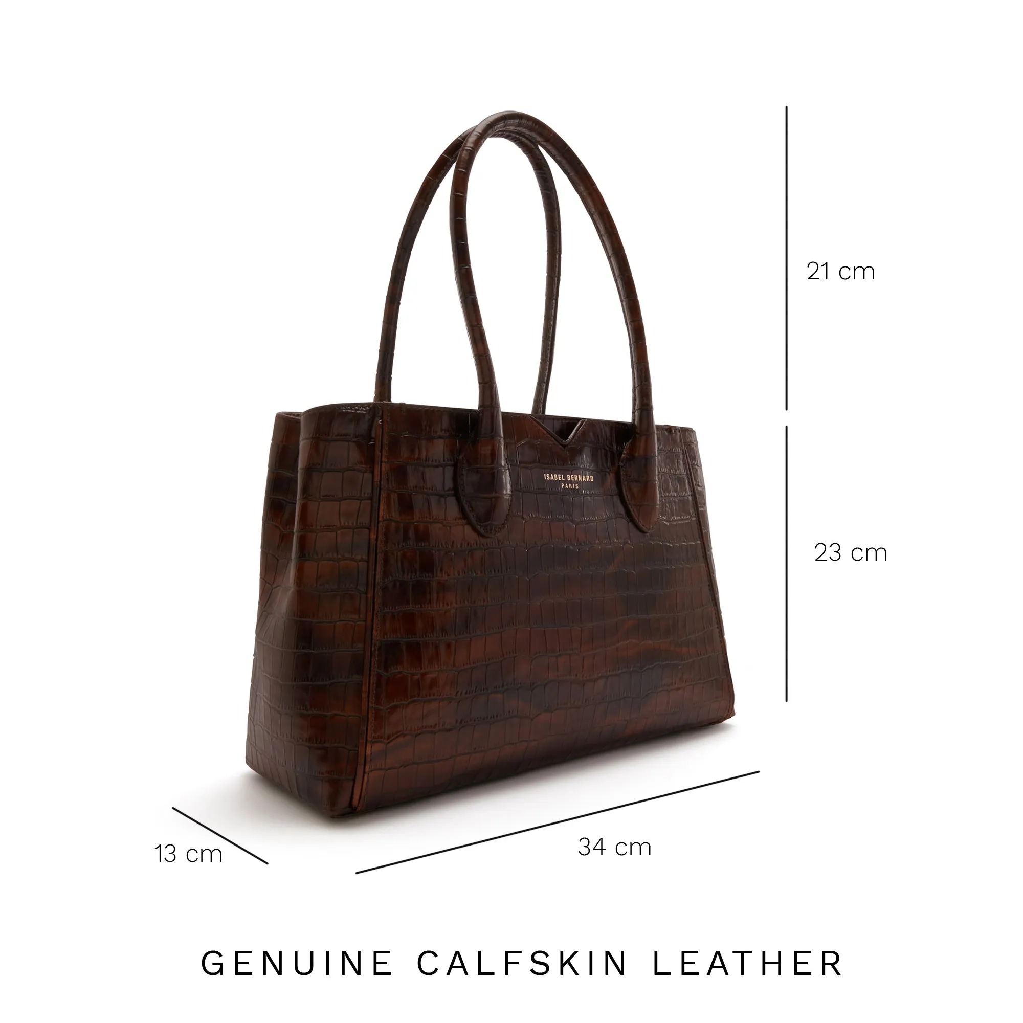 Honor Cloe Midi croco brown calfskin leather handbag