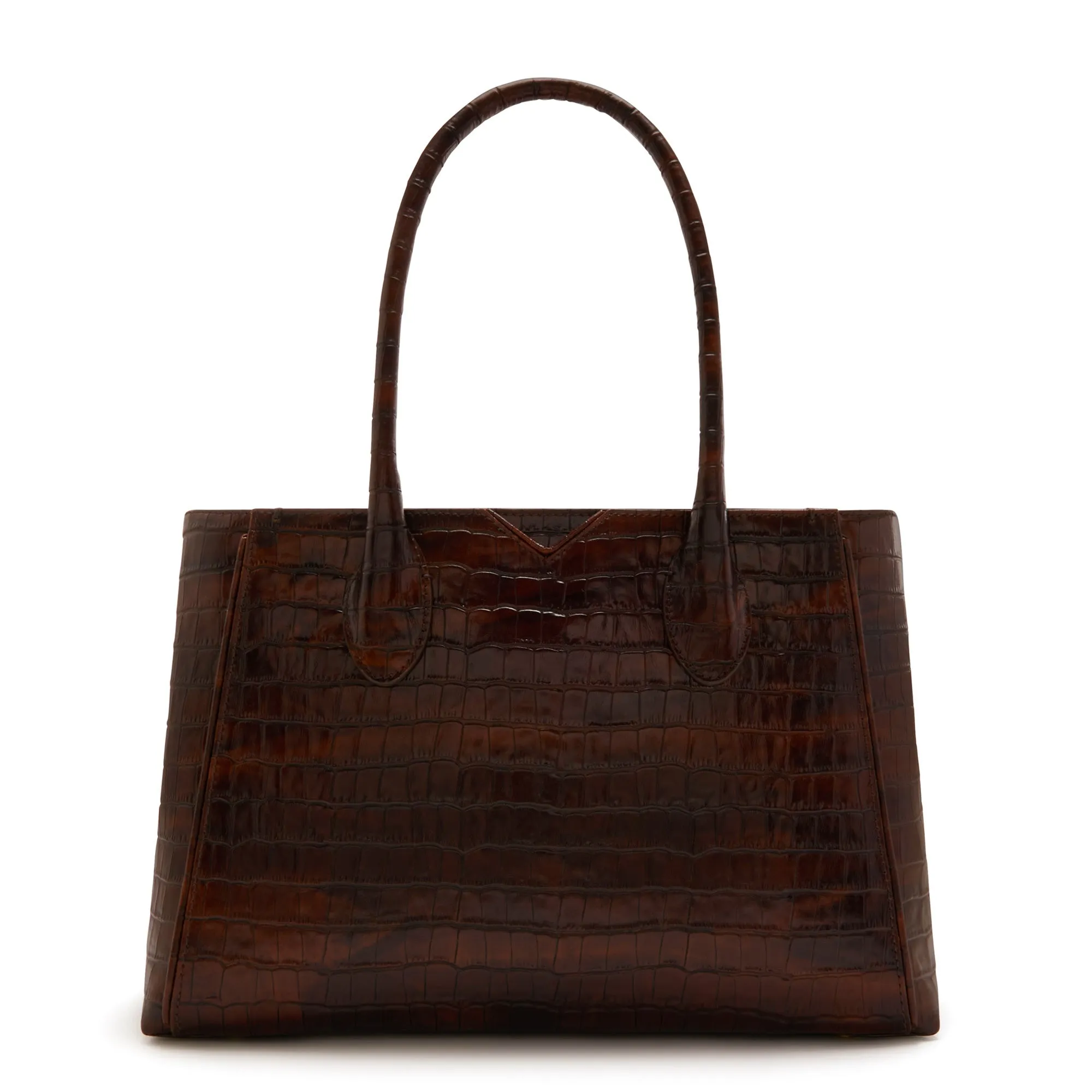 Honor Cloe Midi croco brown calfskin leather handbag