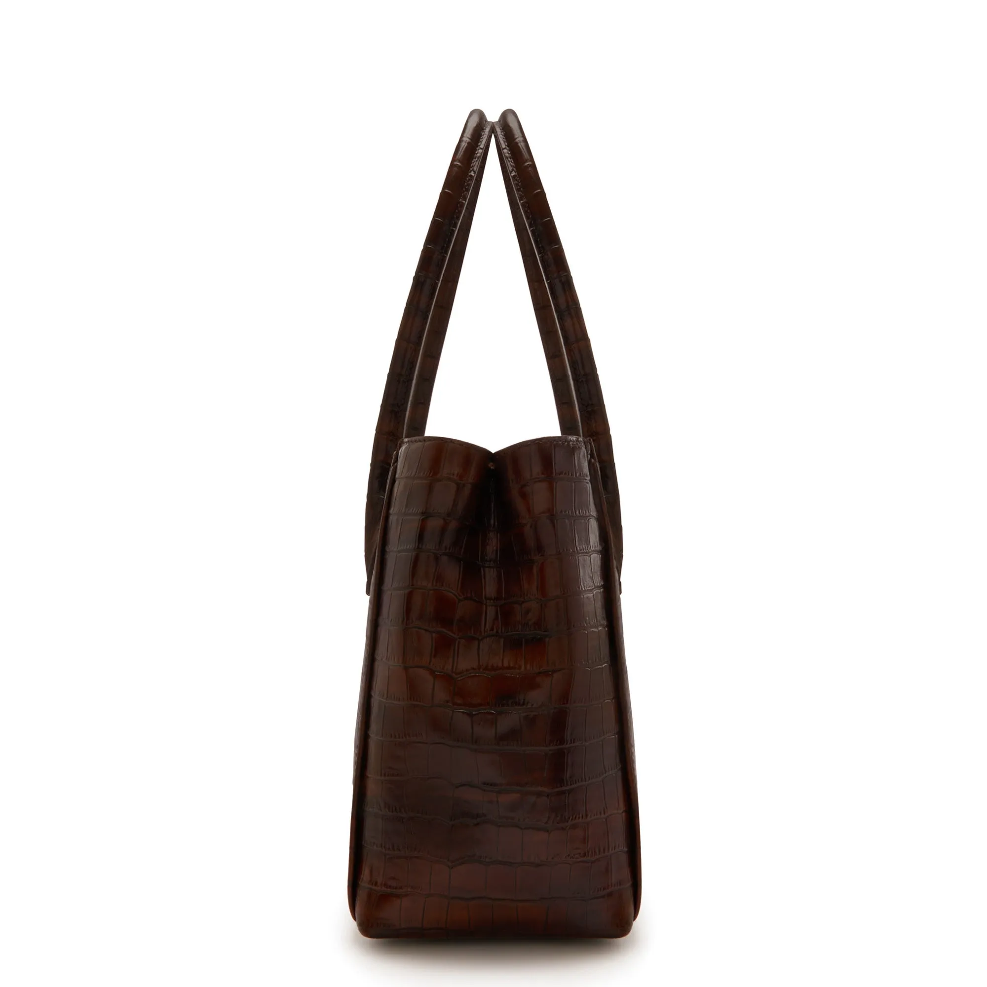 Honor Cloe Midi croco brown calfskin leather handbag