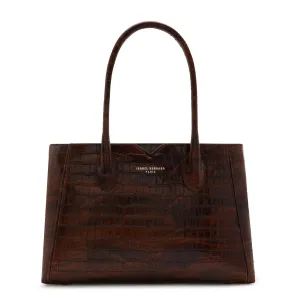Honor Cloe Midi croco brown calfskin leather handbag