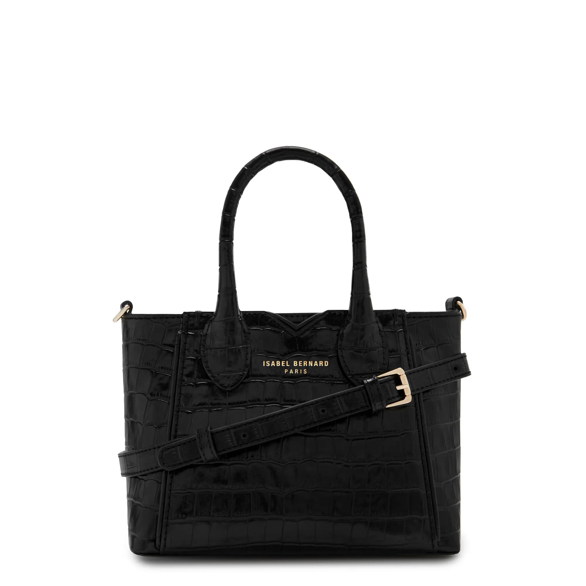 Honor Cloe Mini croco black calfskin leather handbag