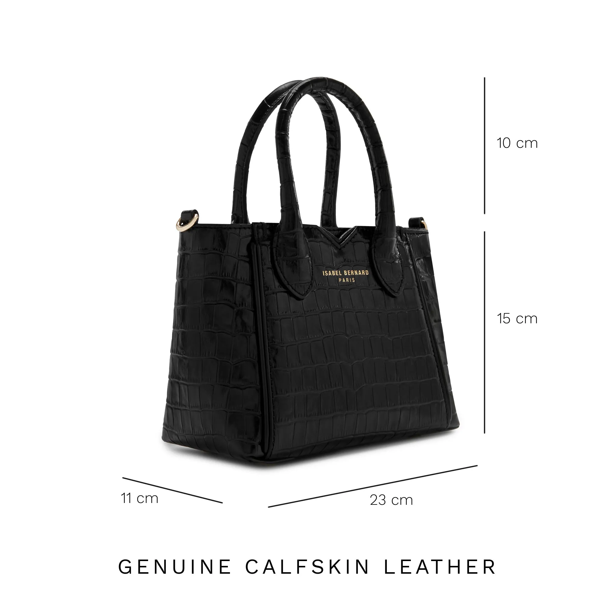 Honor Cloe Mini croco black calfskin leather handbag