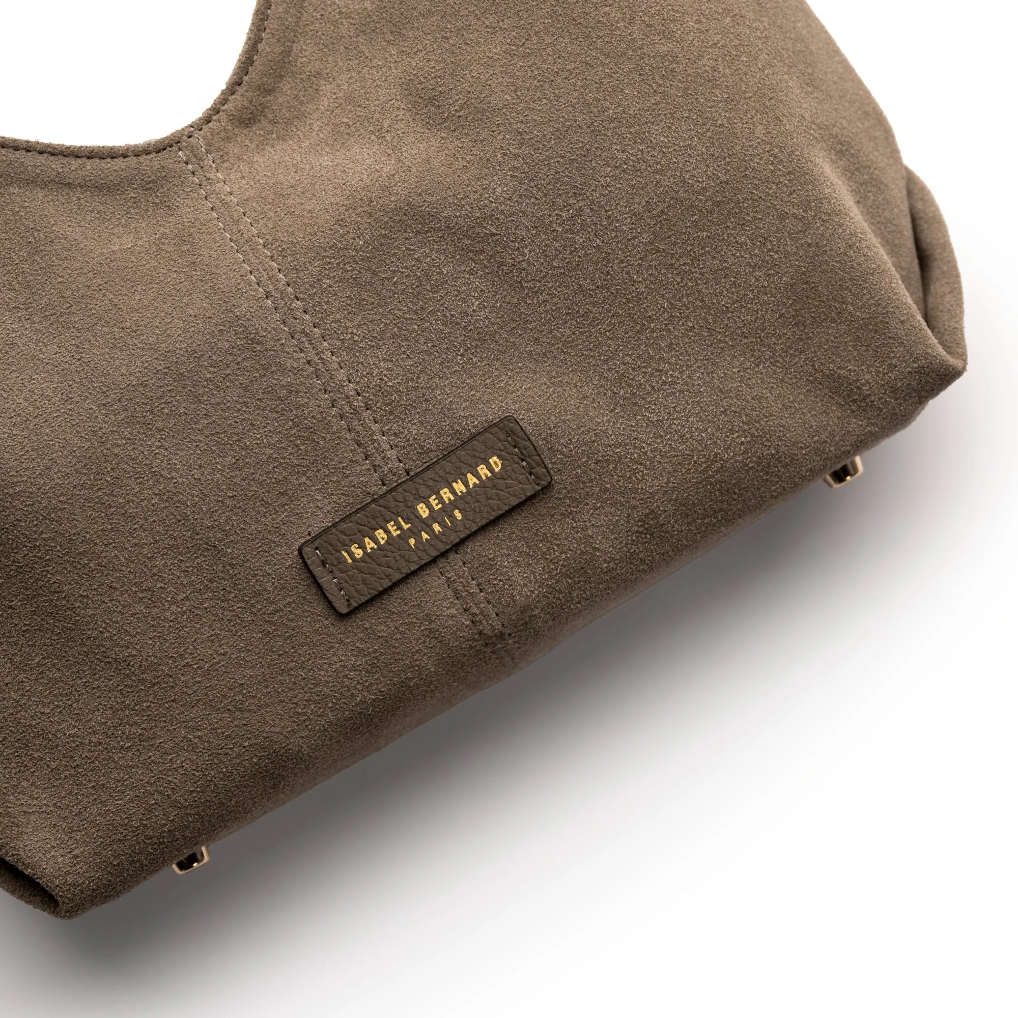 Honor Grace mini taupe suede handbag