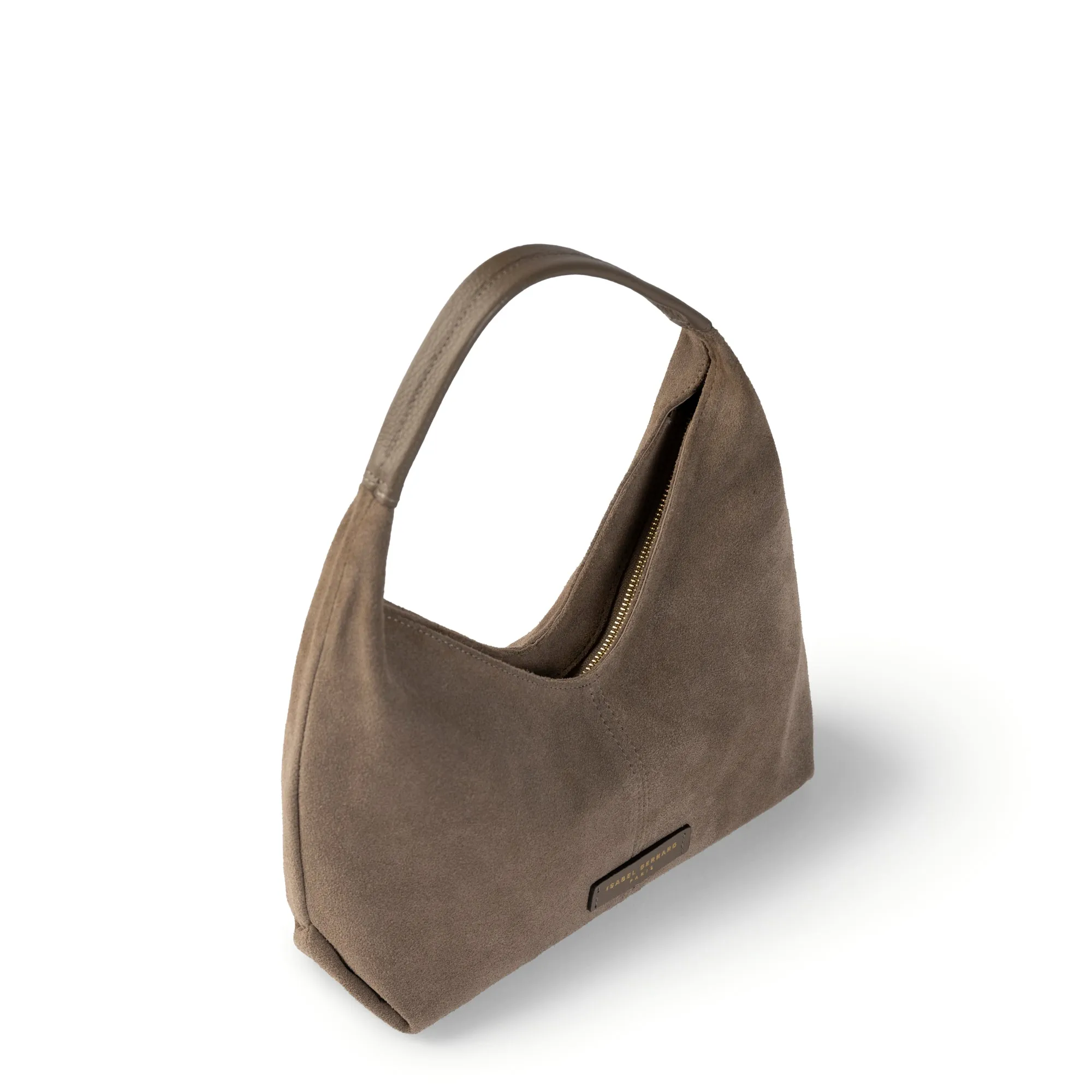 Honor Grace mini taupe suede handbag