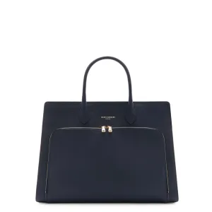 Honor Nadine blue calfskin leather handbag with 16.4 inch laptop pocket