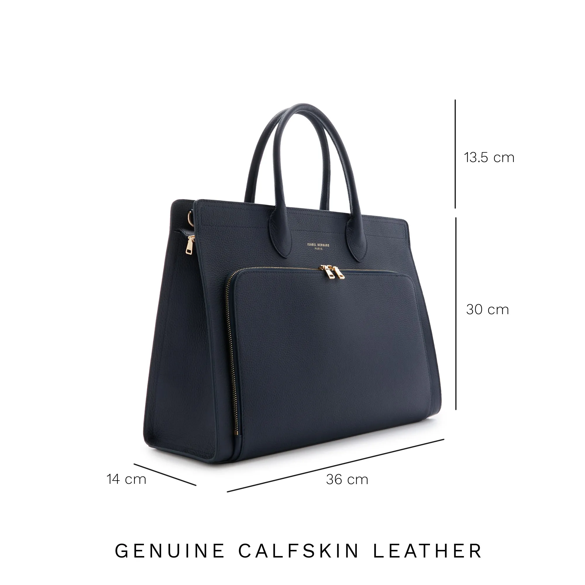 Honor Nadine blue calfskin leather handbag with 16.4 inch laptop pocket
