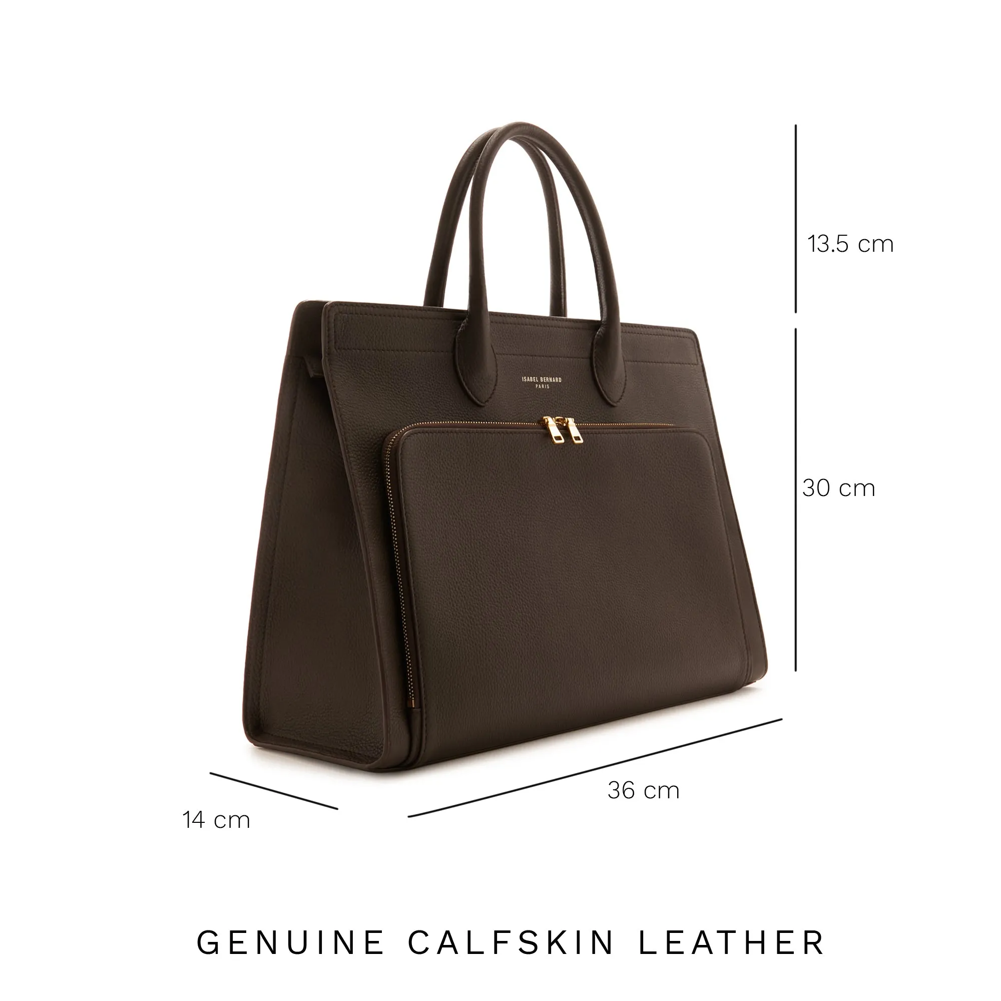 Honor Nadine brown calfskin leather handbag with 16.4 inch laptop pocket