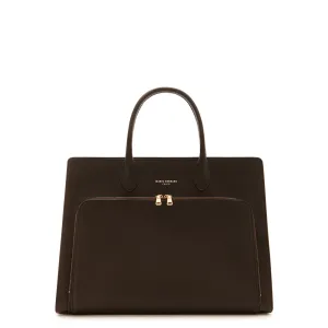 Honor Nadine brown calfskin leather handbag with 16.4 inch laptop pocket