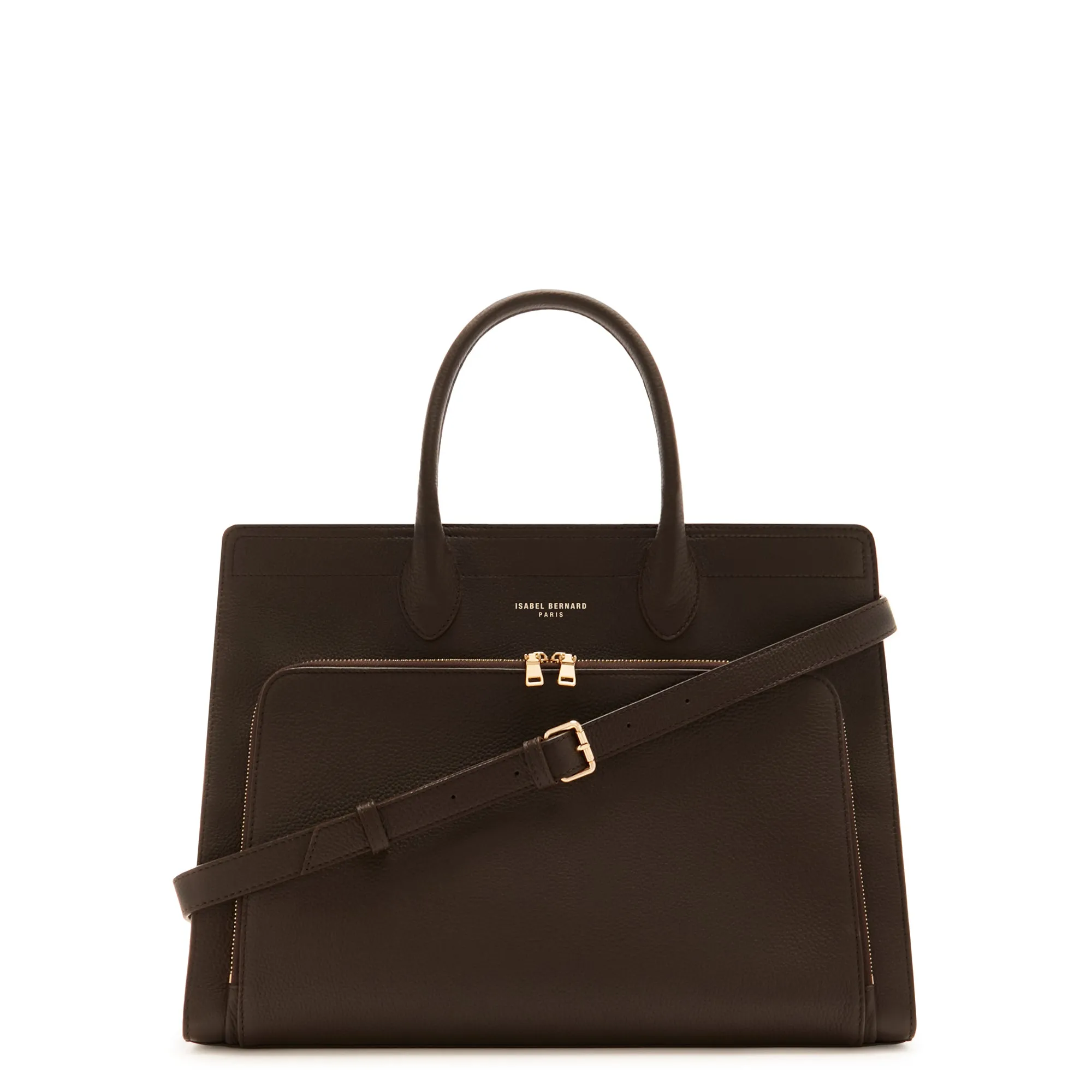Honor Nadine brown calfskin leather handbag with 16.4 inch laptop pocket
