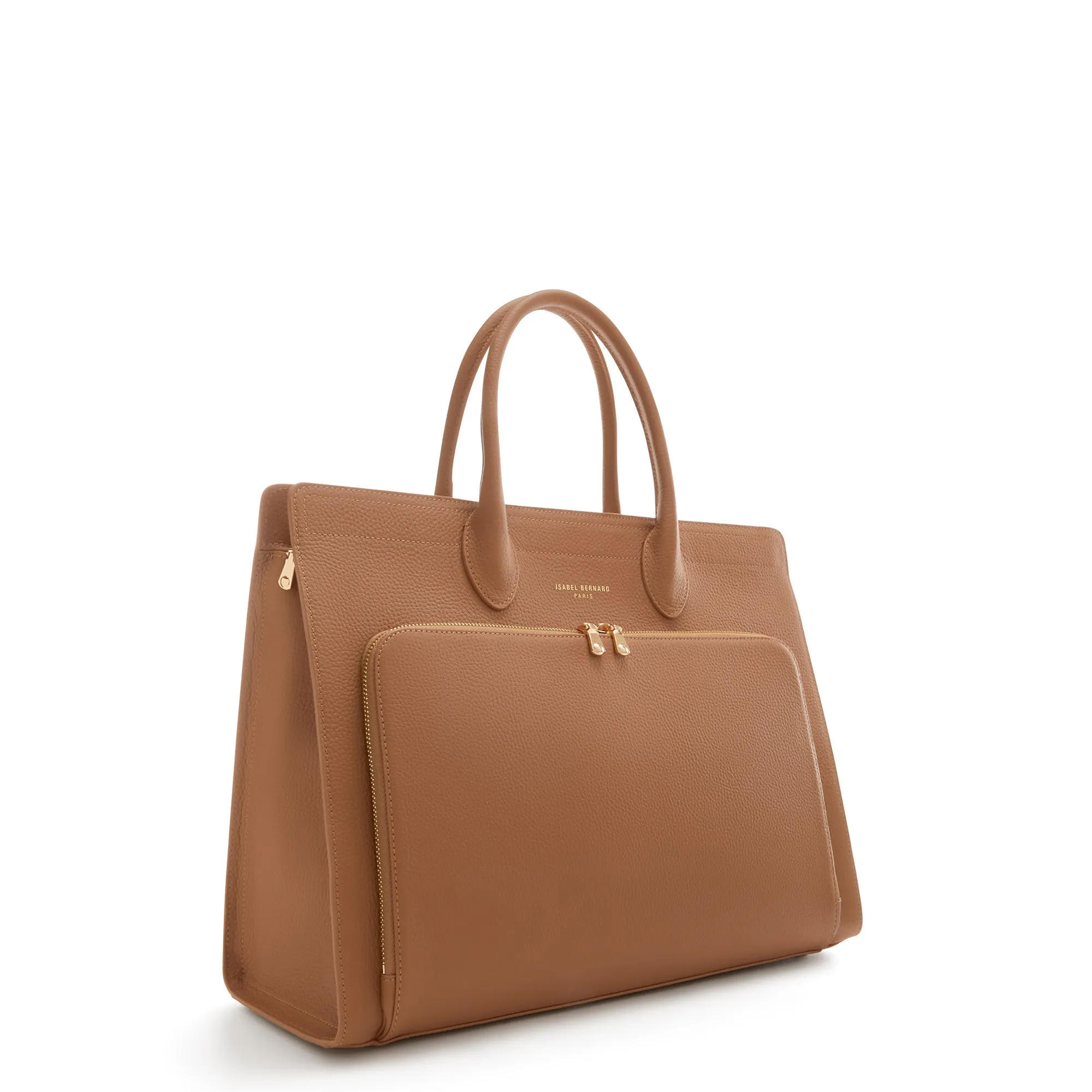 Honor Nadine camel calfskin leather handbag with 16.4 inch laptop pocket