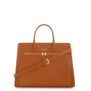 Honor Nadine cognac calfskin leather handbag with 16.4 inch laptop pocket