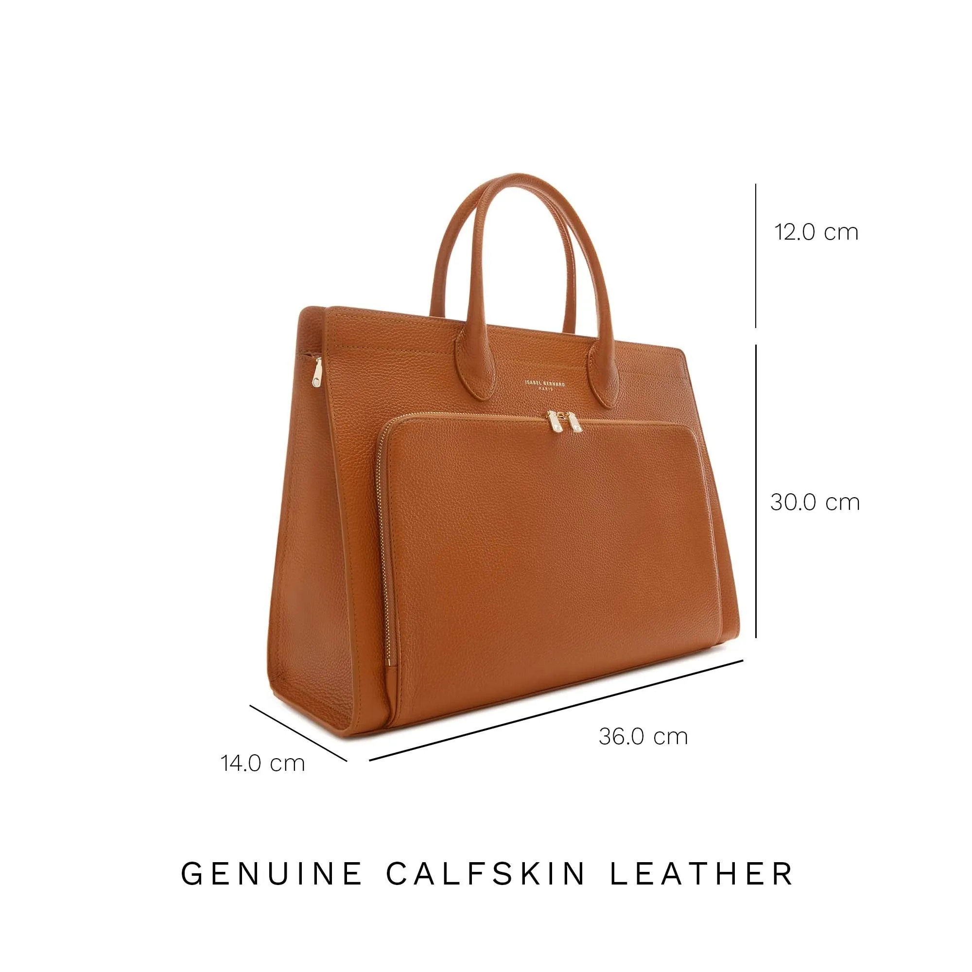 Honor Nadine cognac calfskin leather handbag with 16.4 inch laptop pocket