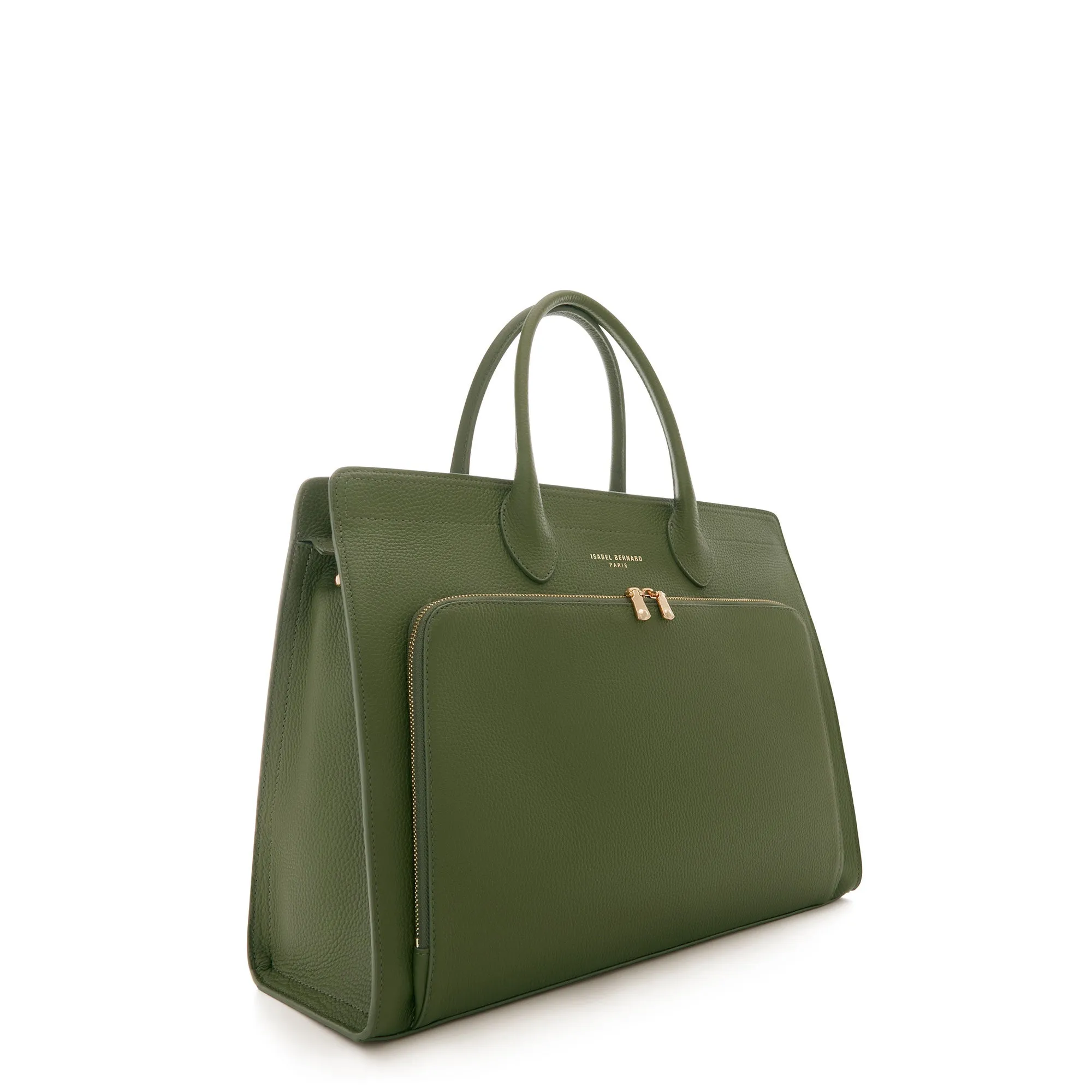 Honor Nadine green calfskin leather handbag with 16.4 inch laptop pocket