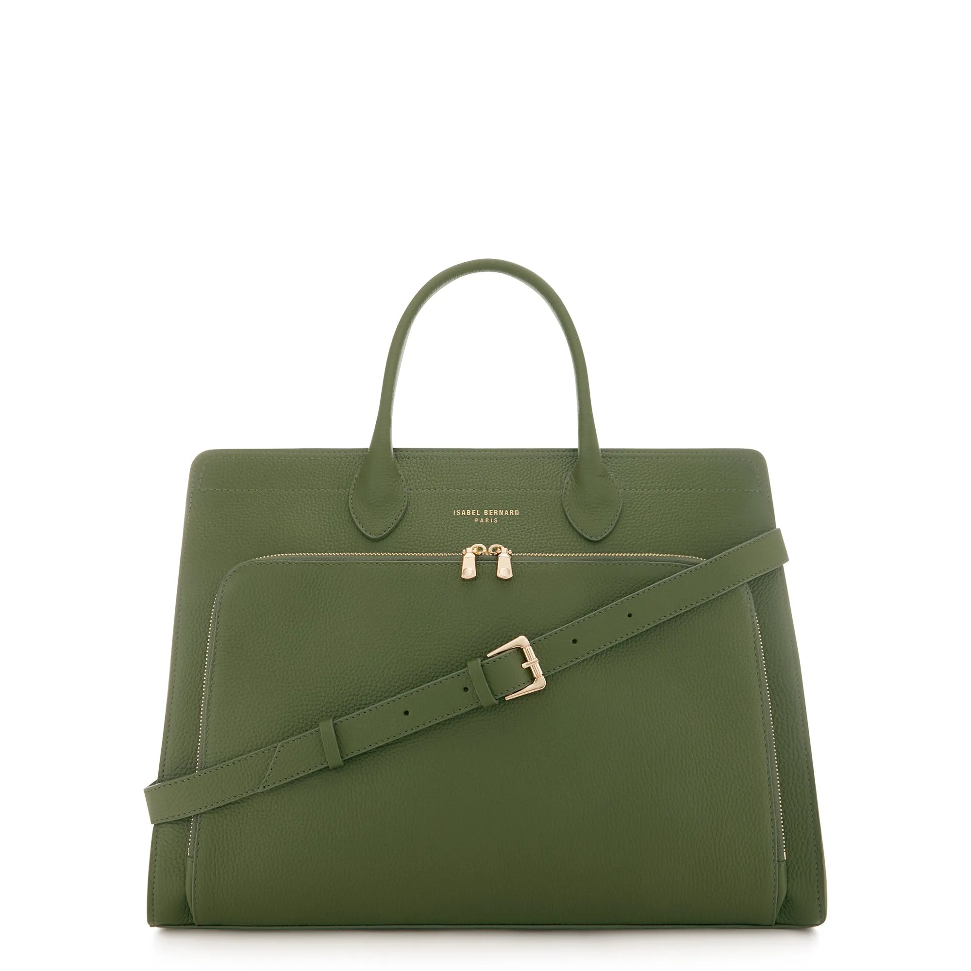 Honor Nadine green calfskin leather handbag with 16.4 inch laptop pocket