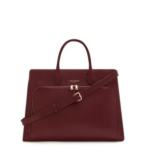 Honor Nadine red calfskin leather handbag with 16.4 inch laptop pocket