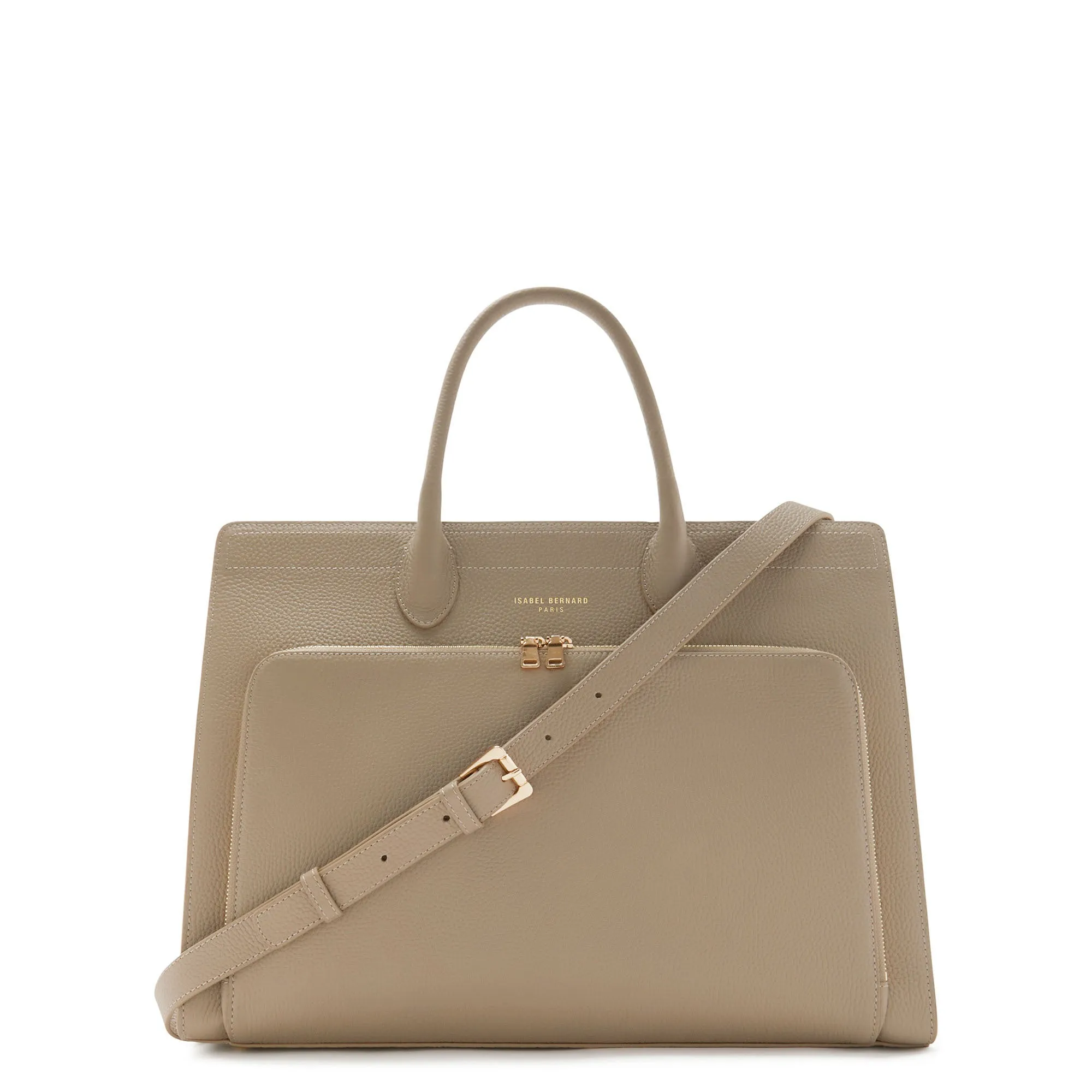 Honor Nadine taupe calfskin leather handbag with 16.4 inch laptop pocket